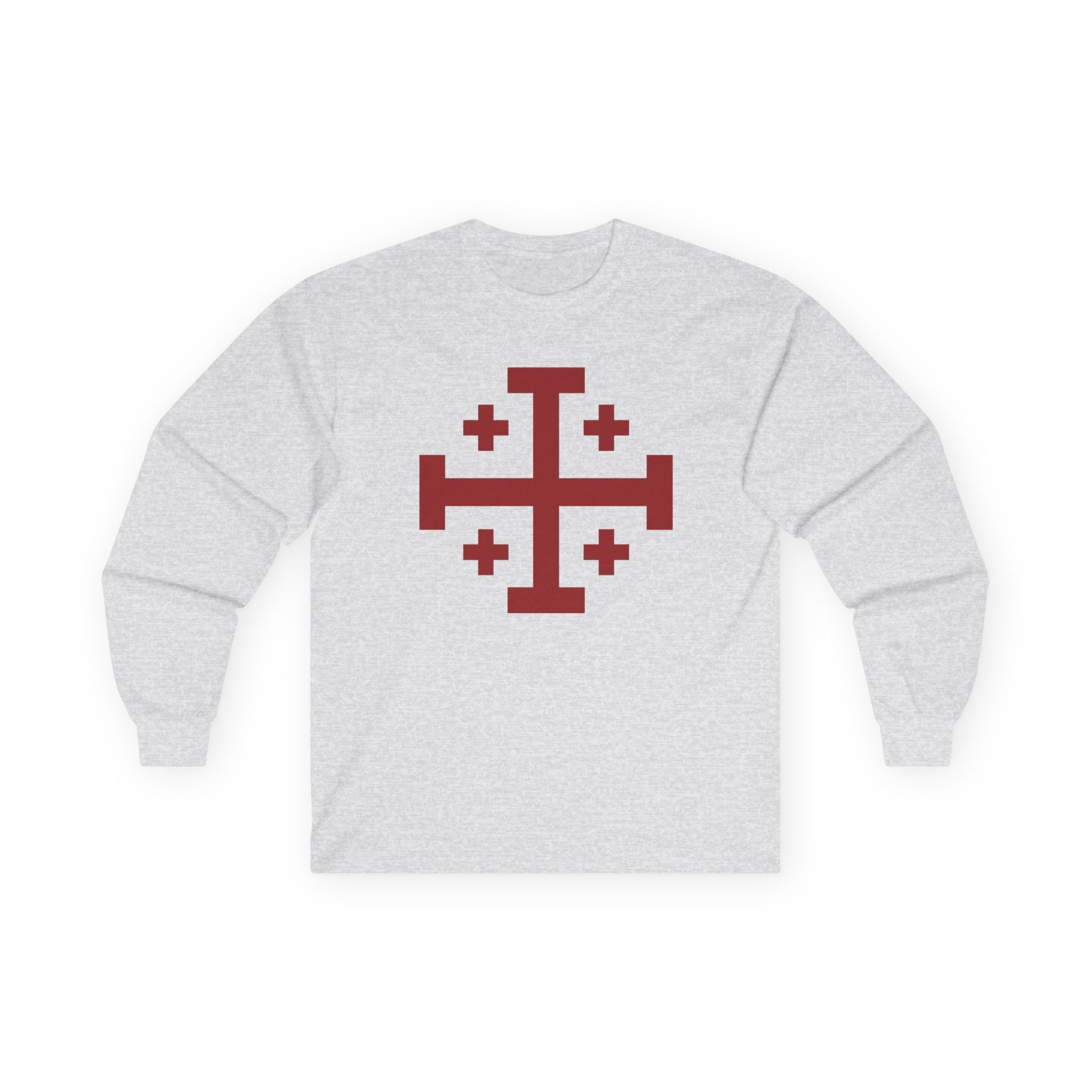 Cross of Jerusalem Red Design Stylish Long Sleeve Tee