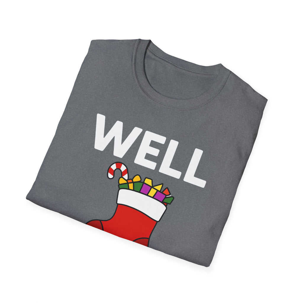 Well Hung Christmas T-Shirt | Funny Holiday Tee | Christmas Stocking Humor Shirt
