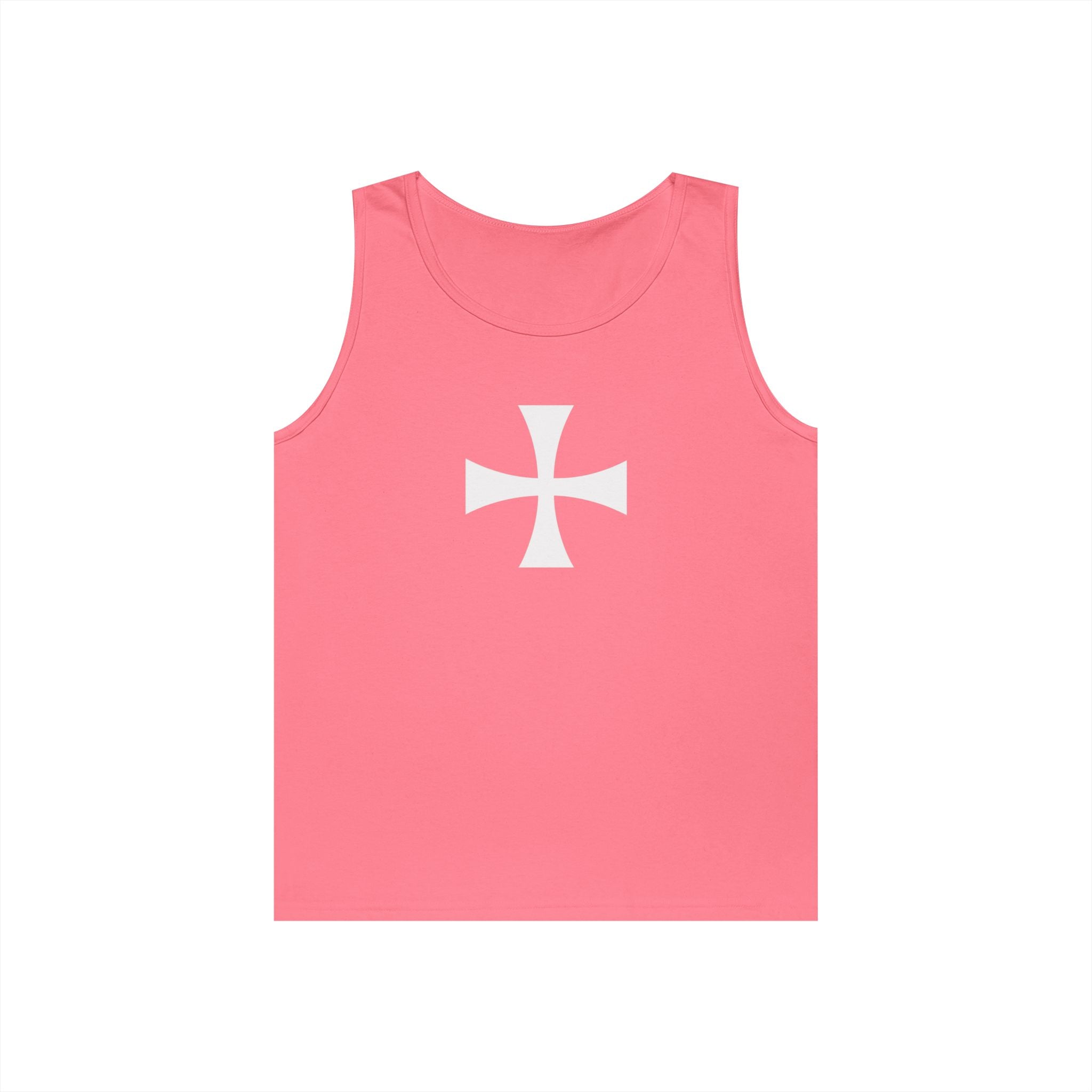 Teutonic Cross White Design Heavy Cotton Tank Top