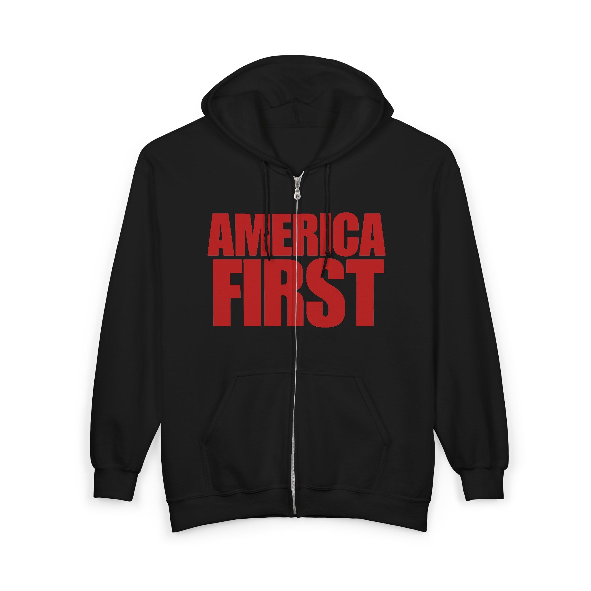 'America First' Red Print Full Zip Up Hoodie Sweatshirt