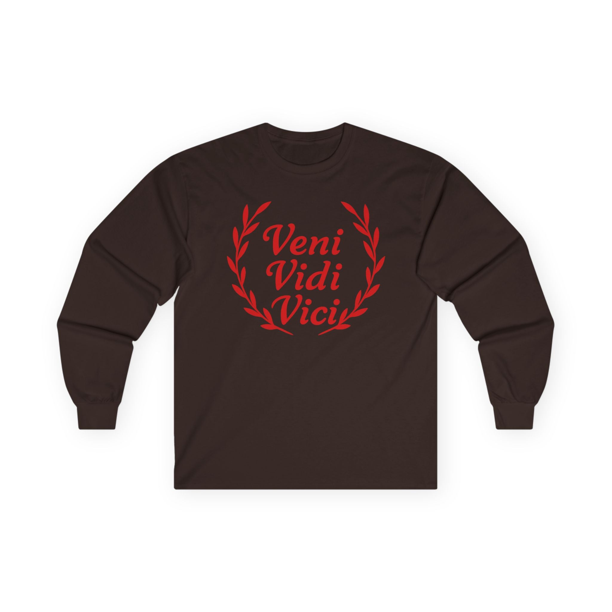 Veni Vidi Vici "I Came, I saw, I Conquered" Light Red Graphic Long Sleeve Tee