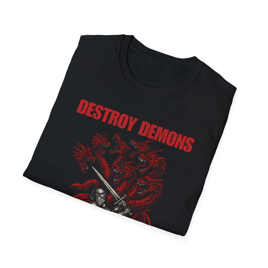 Destroy Demons Crusader Knight vs Dragon  Softstyle T-Shirt