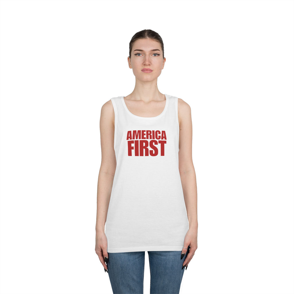 America First Red Heavy Cotton Tank Top