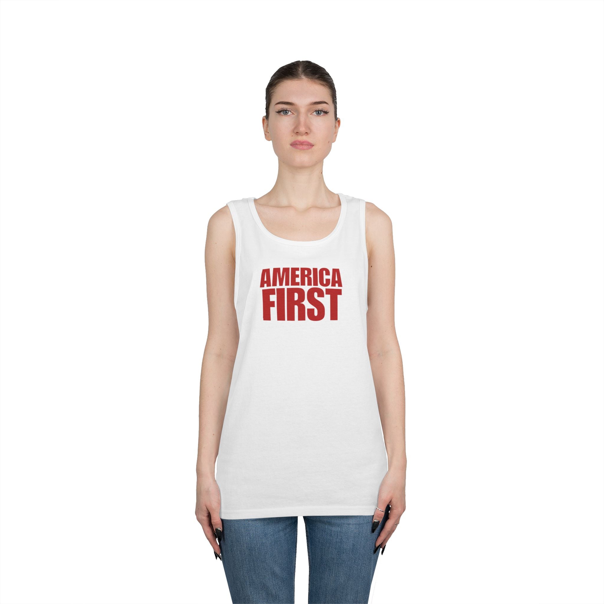 America First Red Heavy Cotton Tank Top