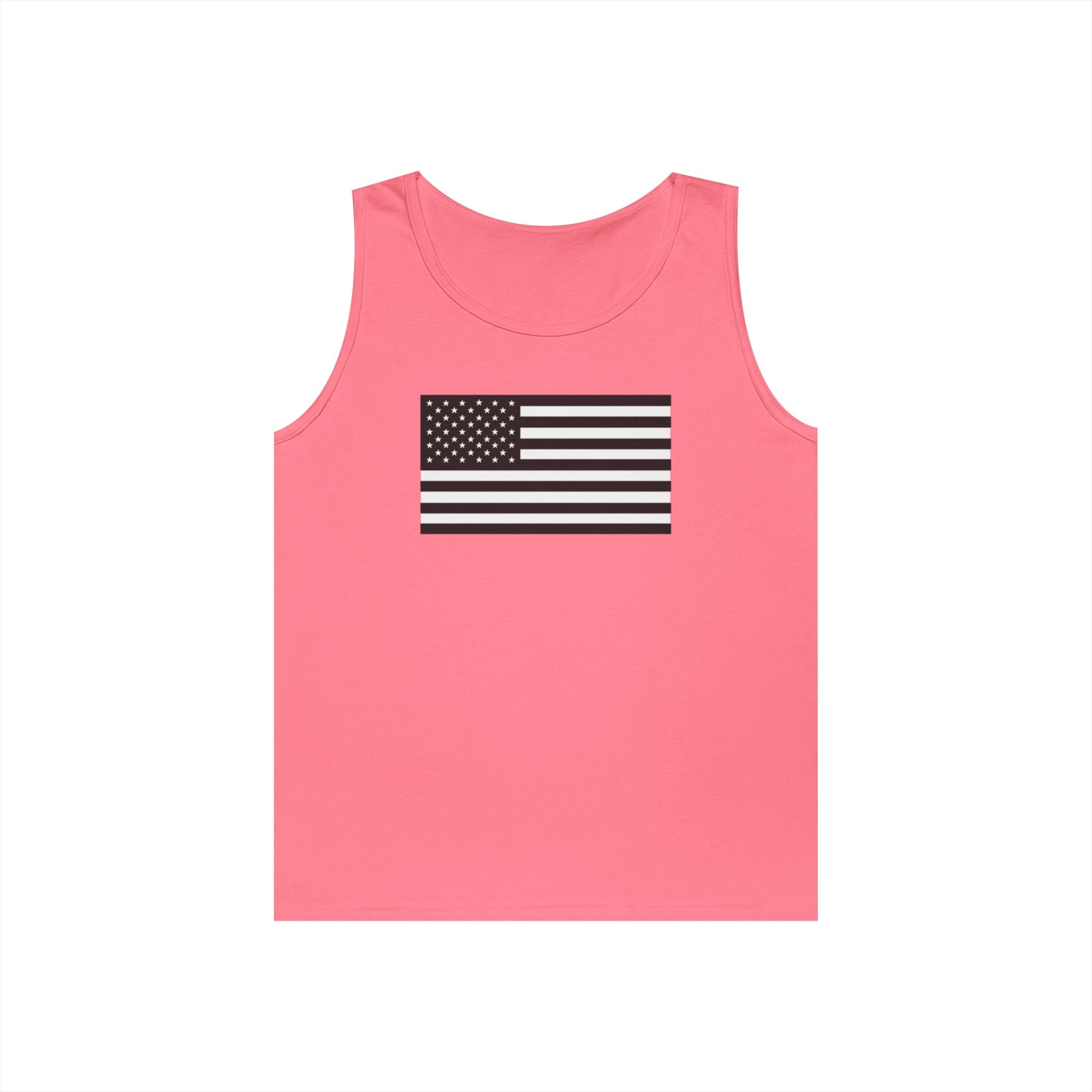 Black and White American Flag Heavy Cotton Tank Top