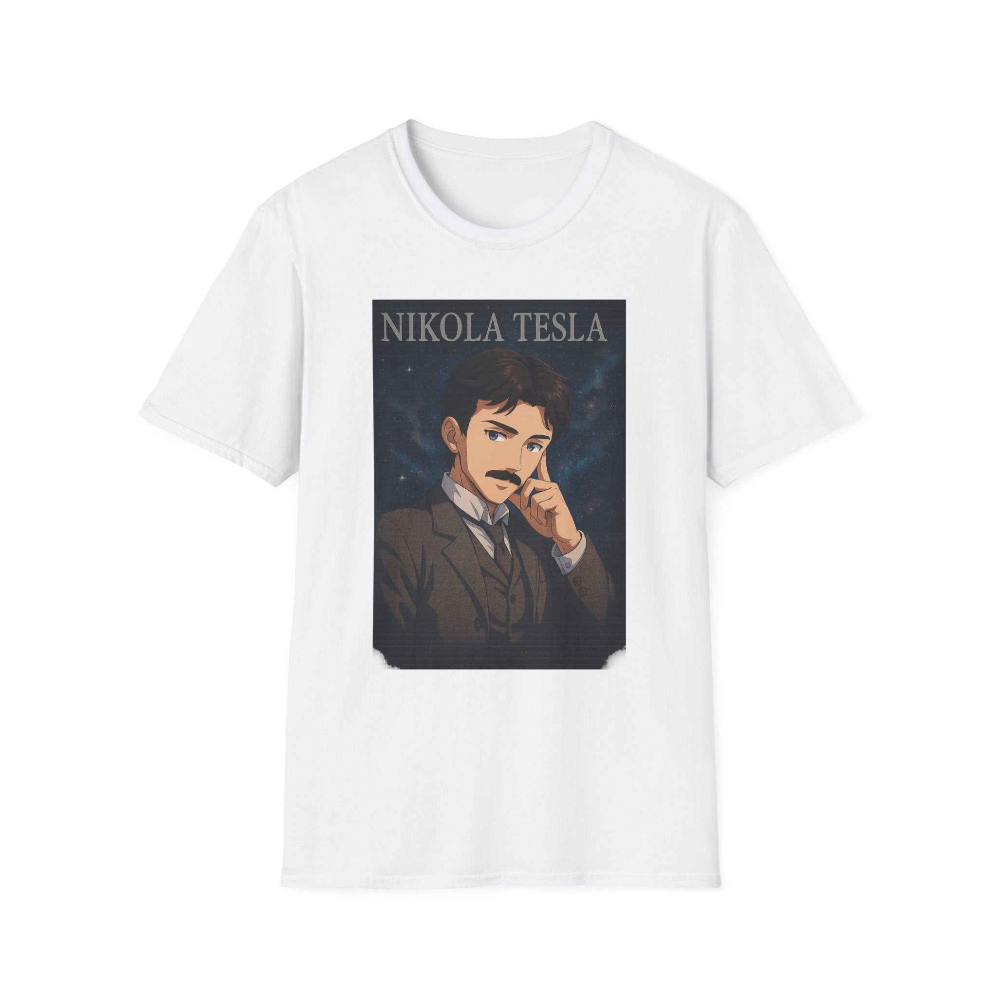 Nikola Tesla Historic Figure Graphic T-Shirt | Unisex Softstyle Tee, Science Gift, Nerd Apparel, Inspirational Clothing, Vintage Style Shirt