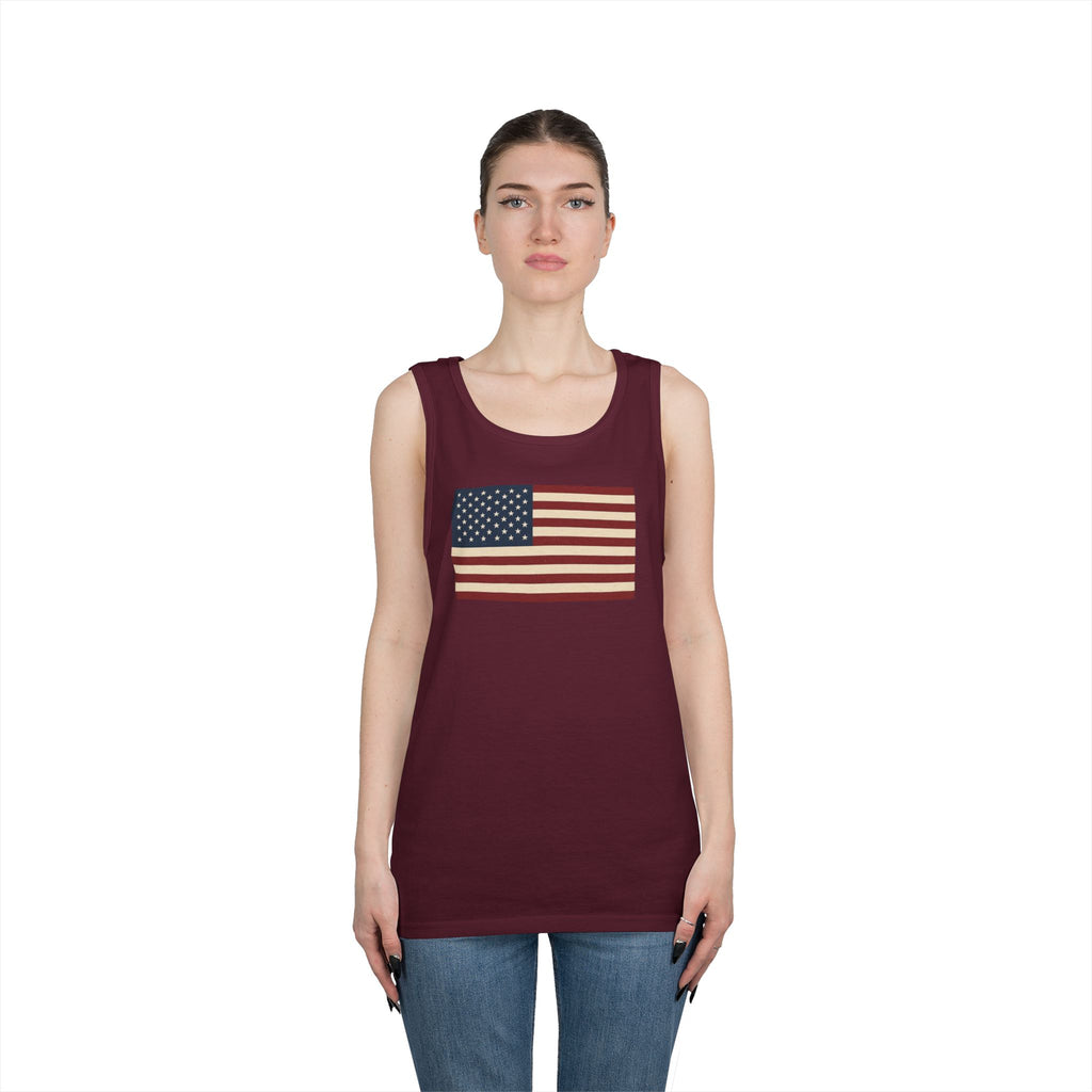 American Flag Heavy Cotton Tank Top