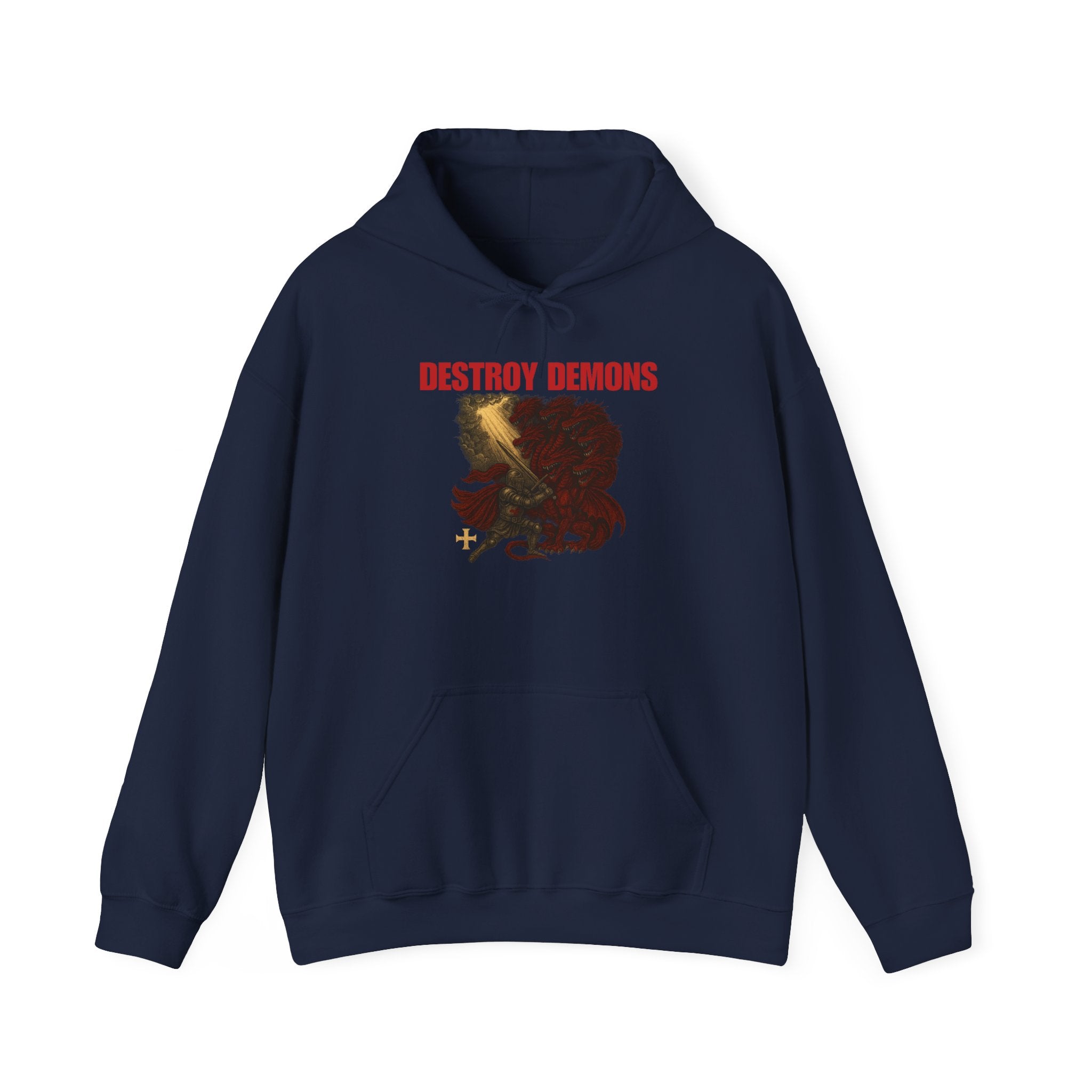 Destroy Demons, Crusader vs Great Red Dragon Graphic Pull Over Hoodie Sweatshirt