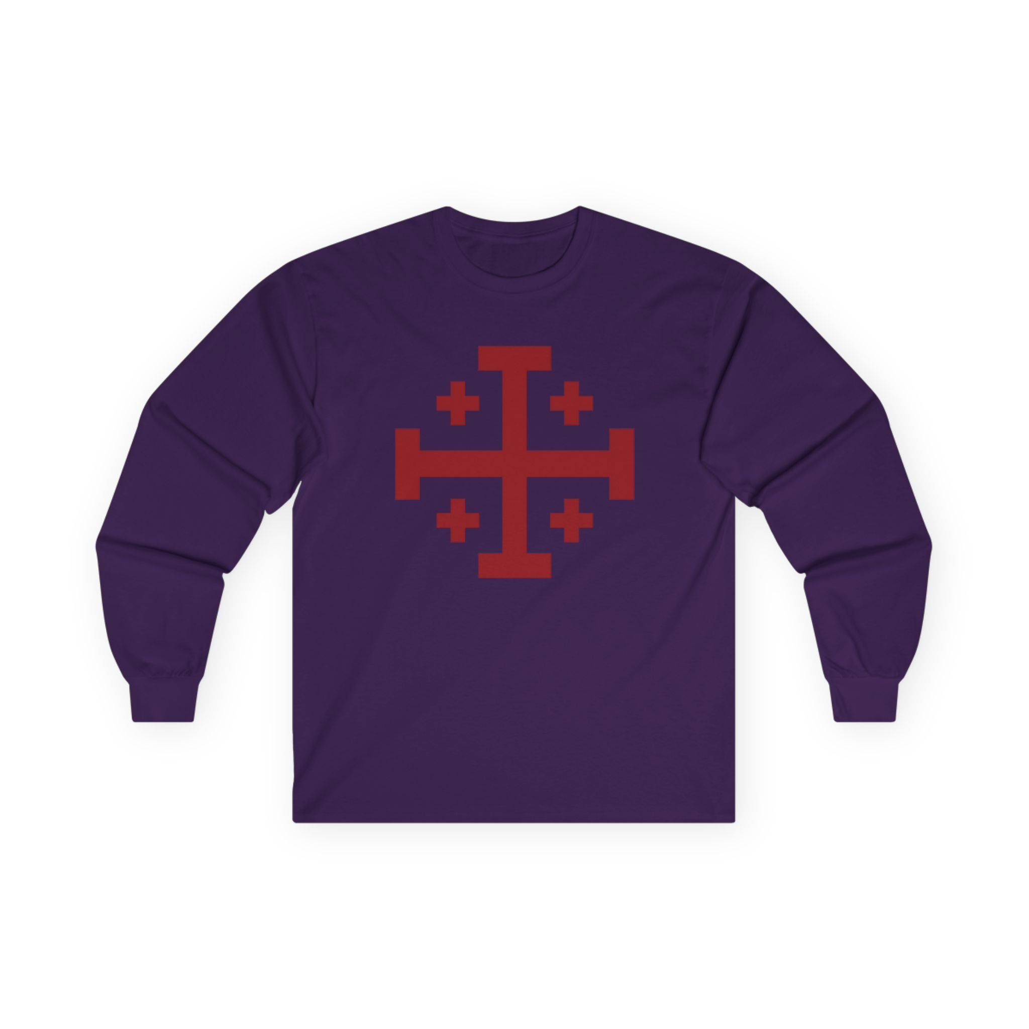 Cross of Jerusalem Red Design Stylish Long Sleeve Tee