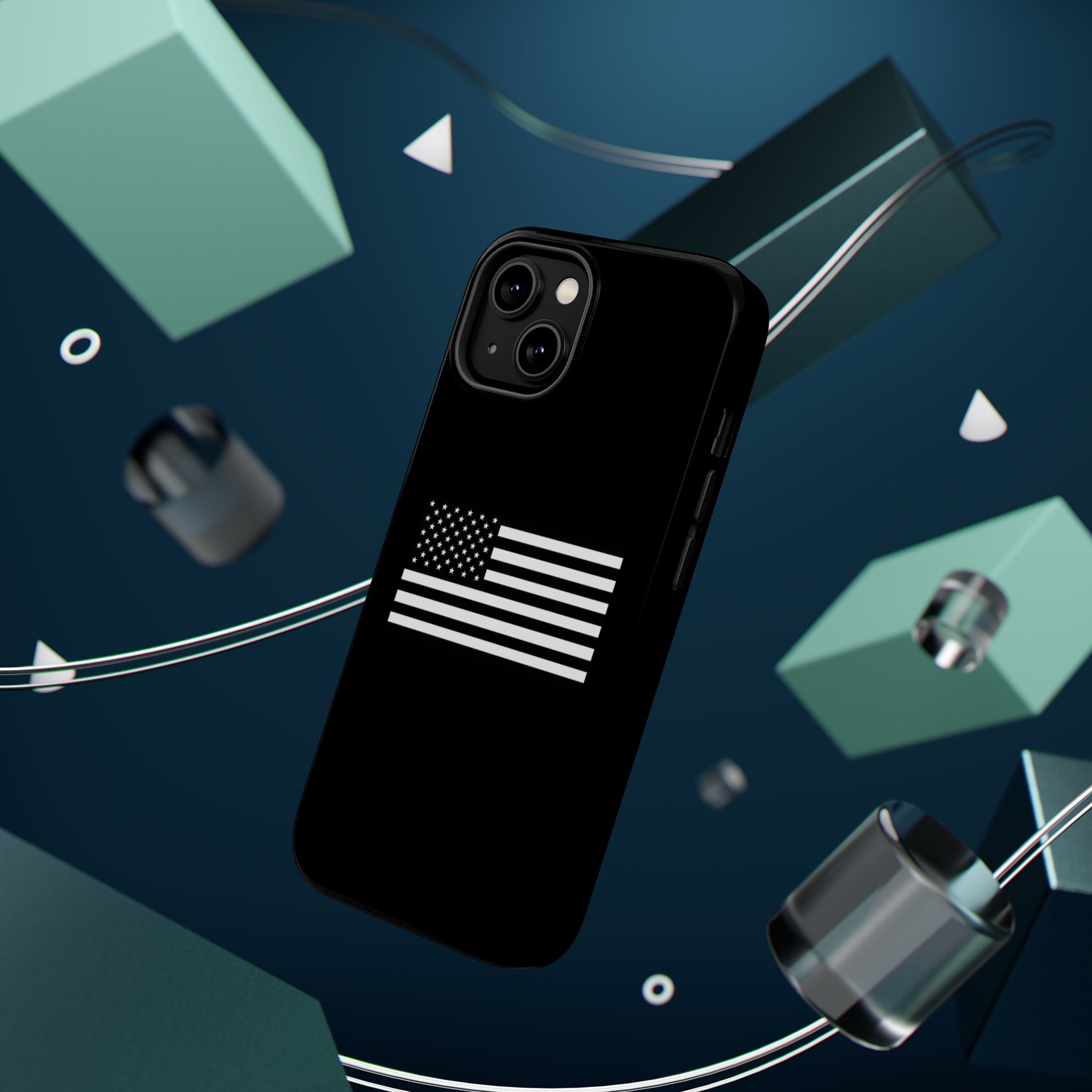 Black and White American Flag Magnetic Impact-Resistant Cases