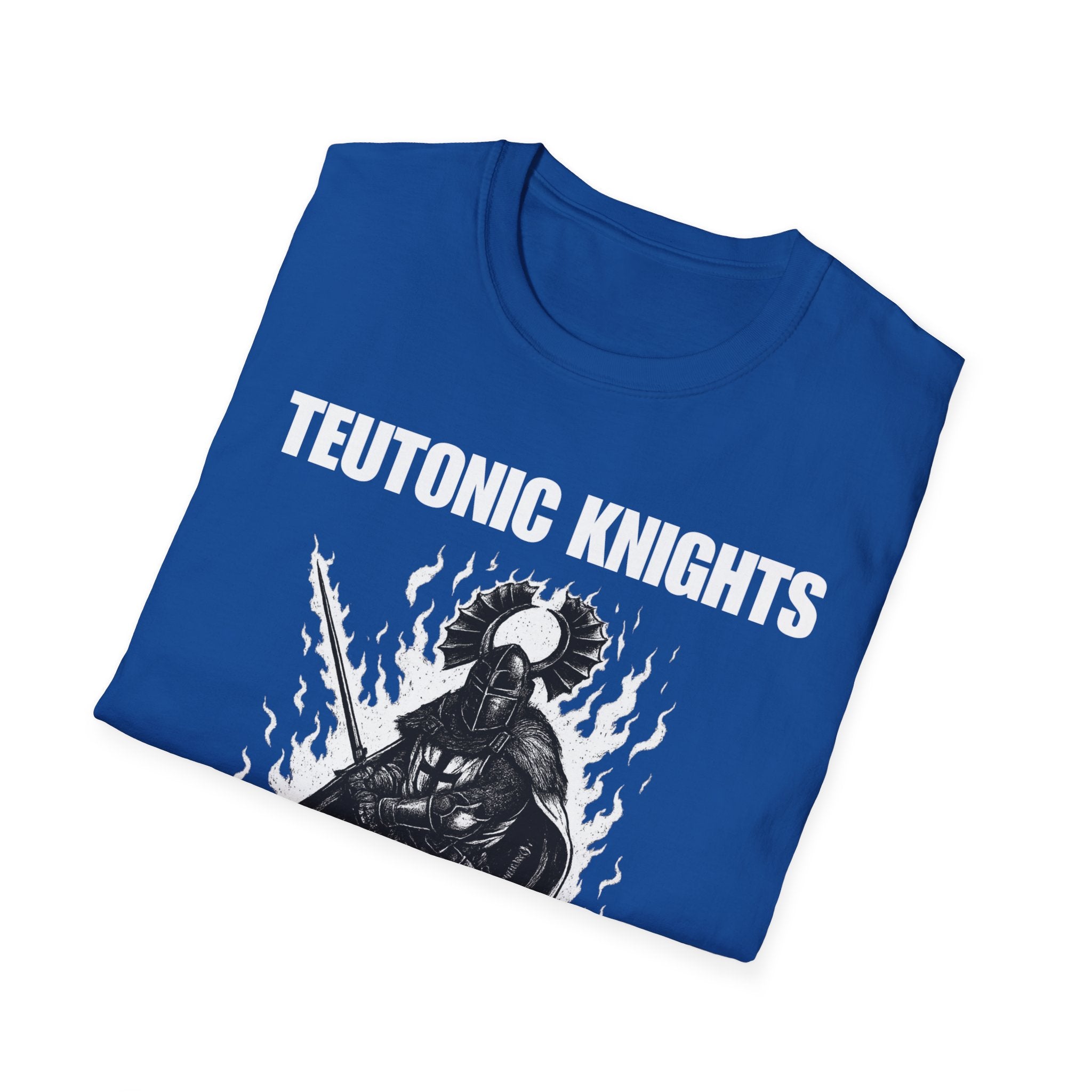 Teutonic Knights Front and Back White Teutonic Cross Graphic Softstyle Cotton Shirt T-Shirt