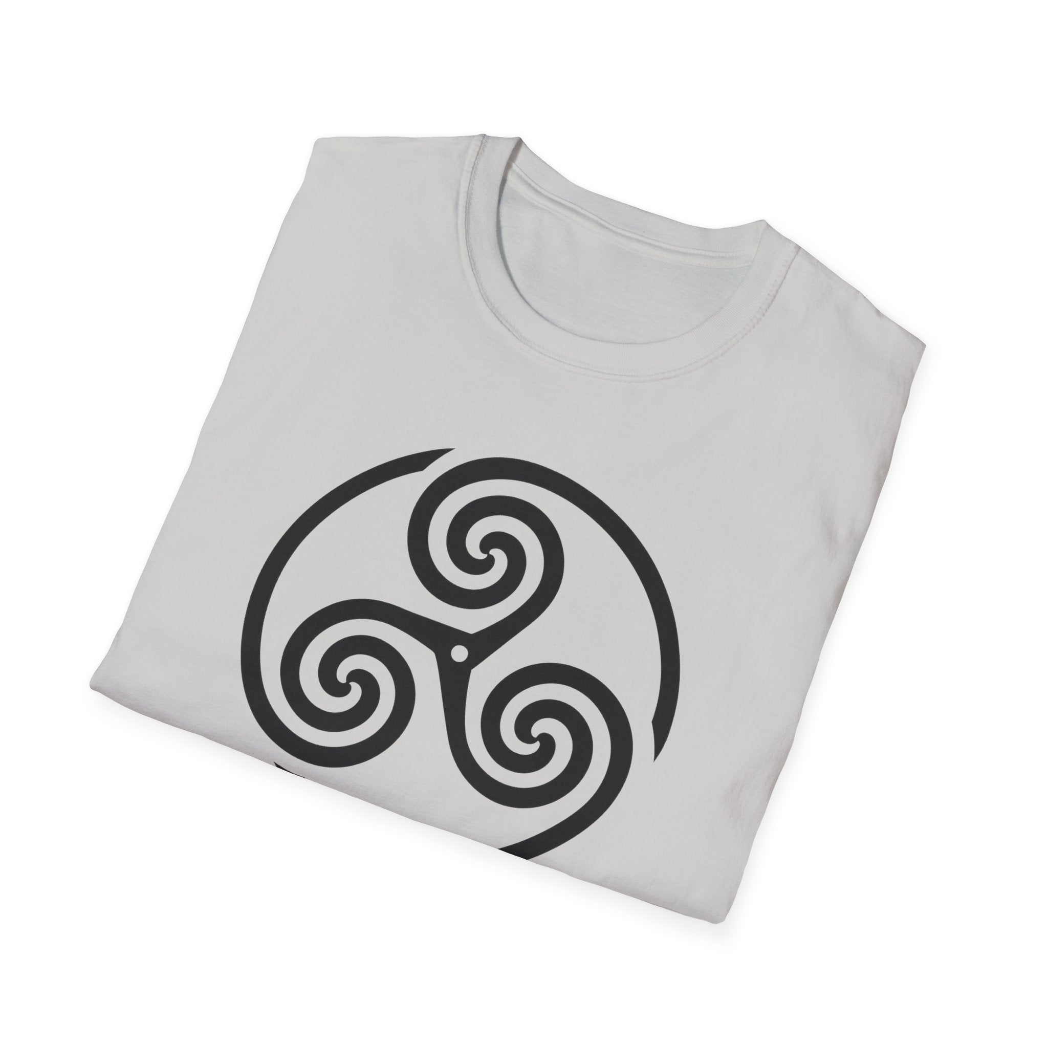 Celtic Spiral Triskele Symbol Alt Black Design Softstyle T-Shirt