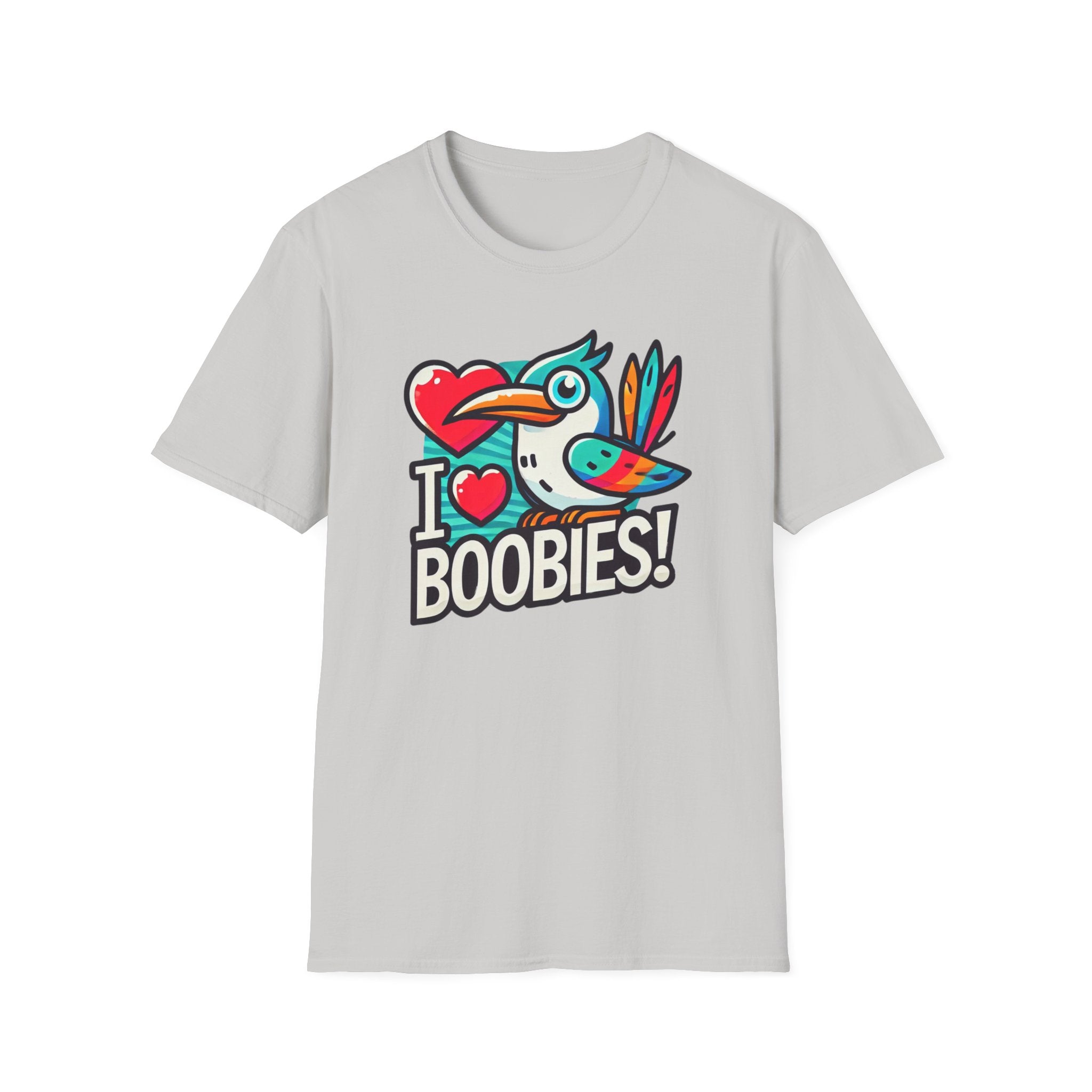 Funny 'I Love Boobies!' Boobie Bird Softstyle Cotton T-Shirt