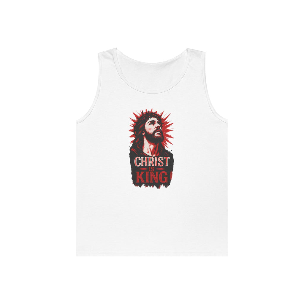 Christ King Unisex Heavy Cotton Tank Top - Casual Religious Apparel, Summer Wear, Gospel Gift, Faith Merchandise, Spiritual Clothing