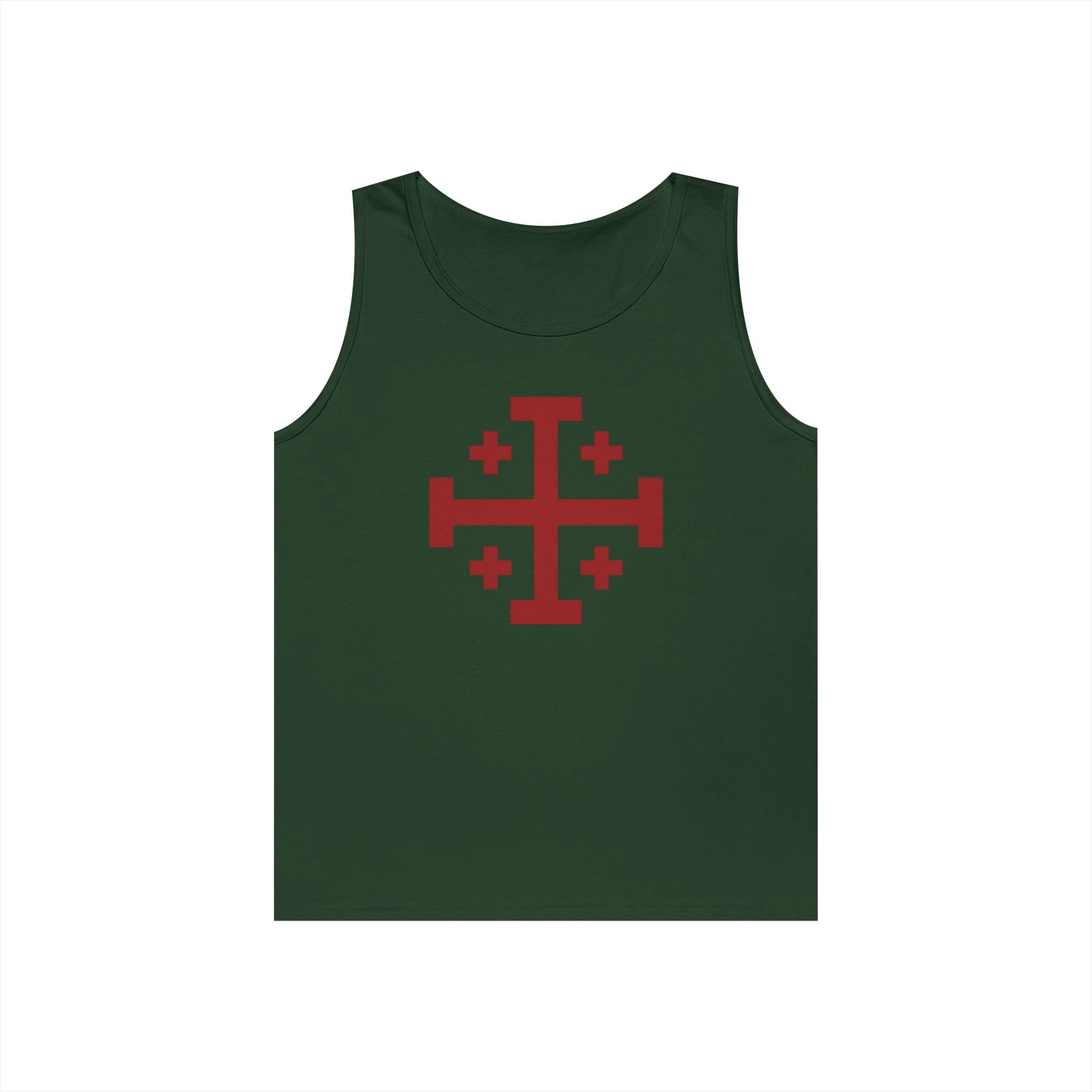 Cross of Jerusalem Red Design Heavy Cotton Tank Top