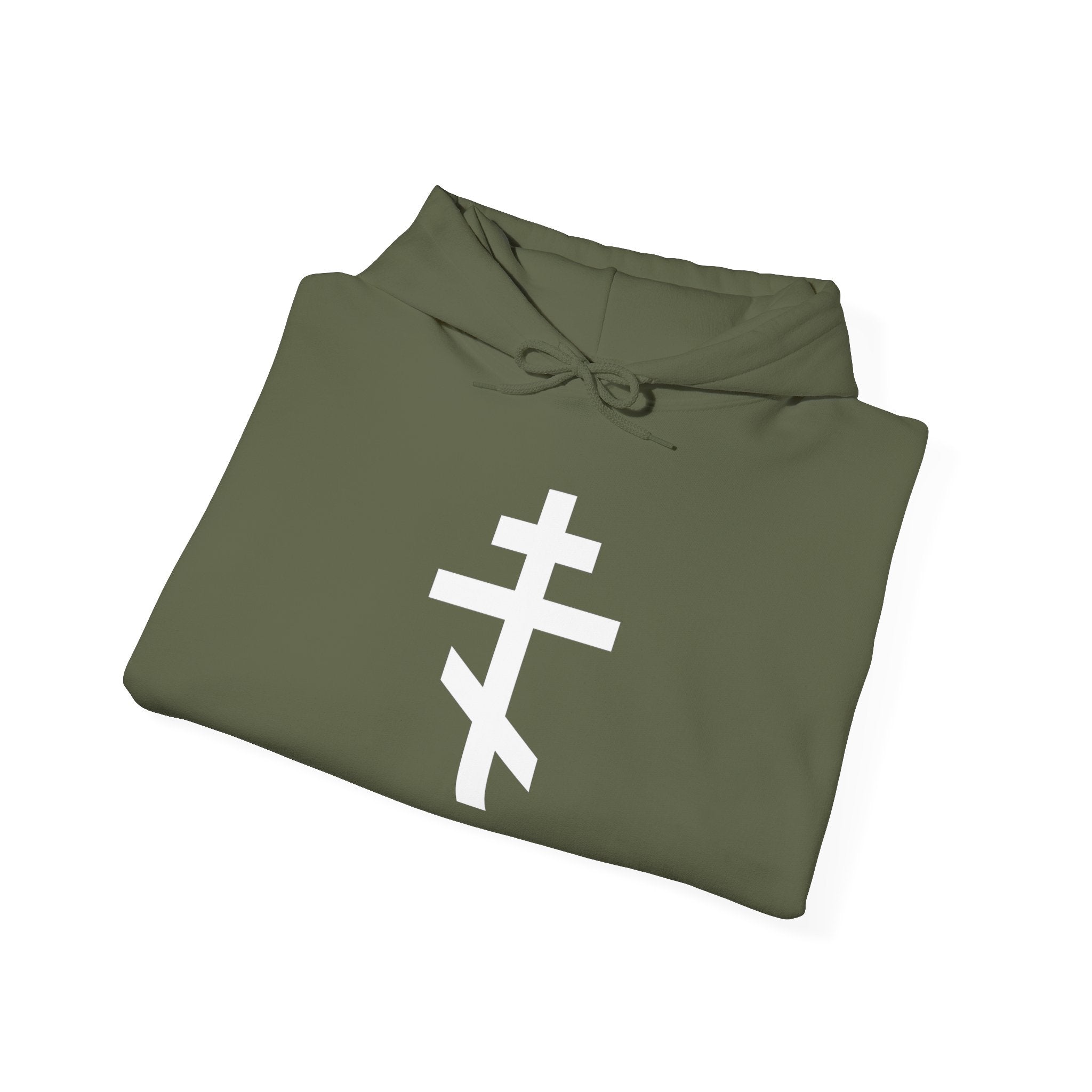 White Crucifix Pull Over Hoodie Sweatshirt