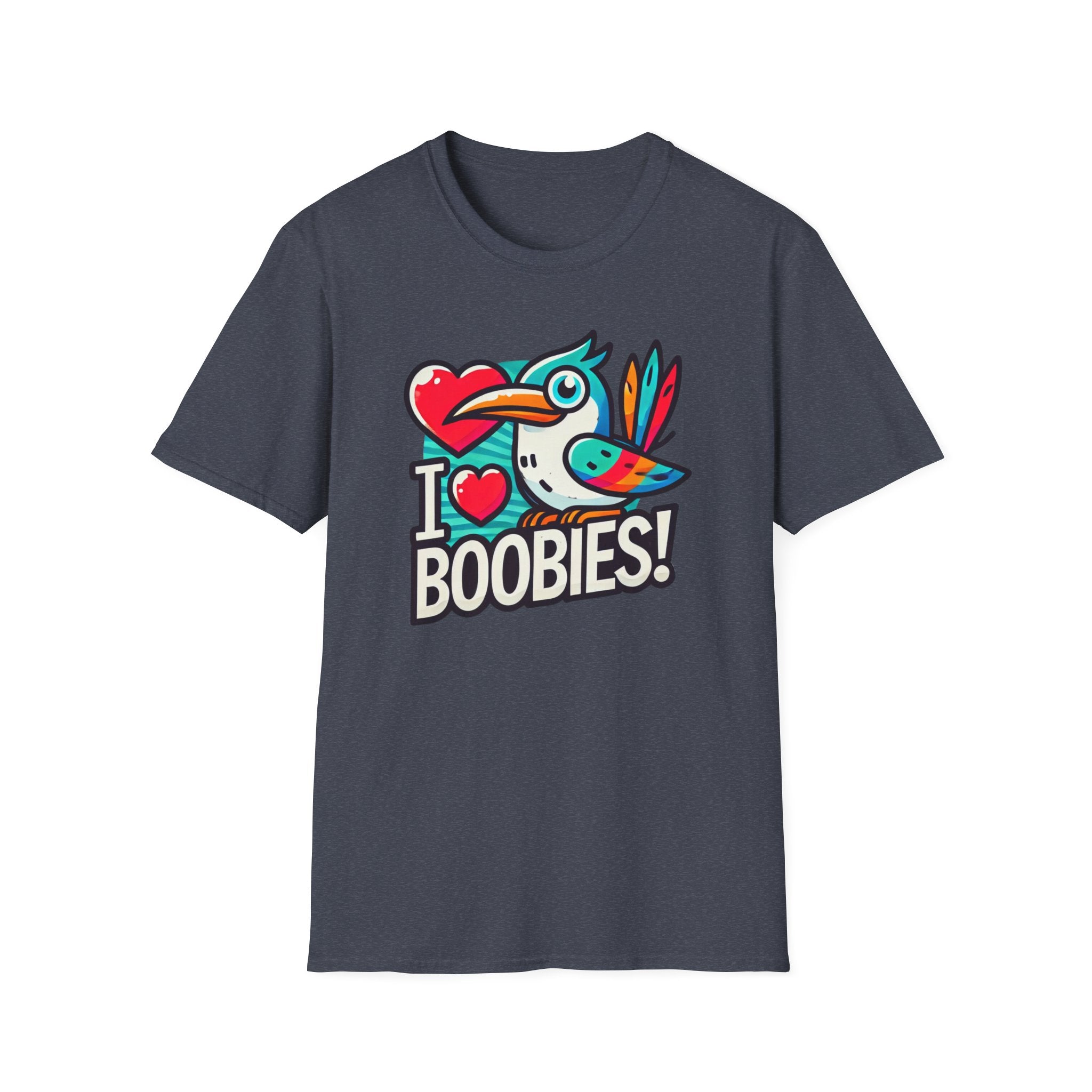 Funny 'I Love Boobies!' Boobie Bird Softstyle Cotton T-Shirt