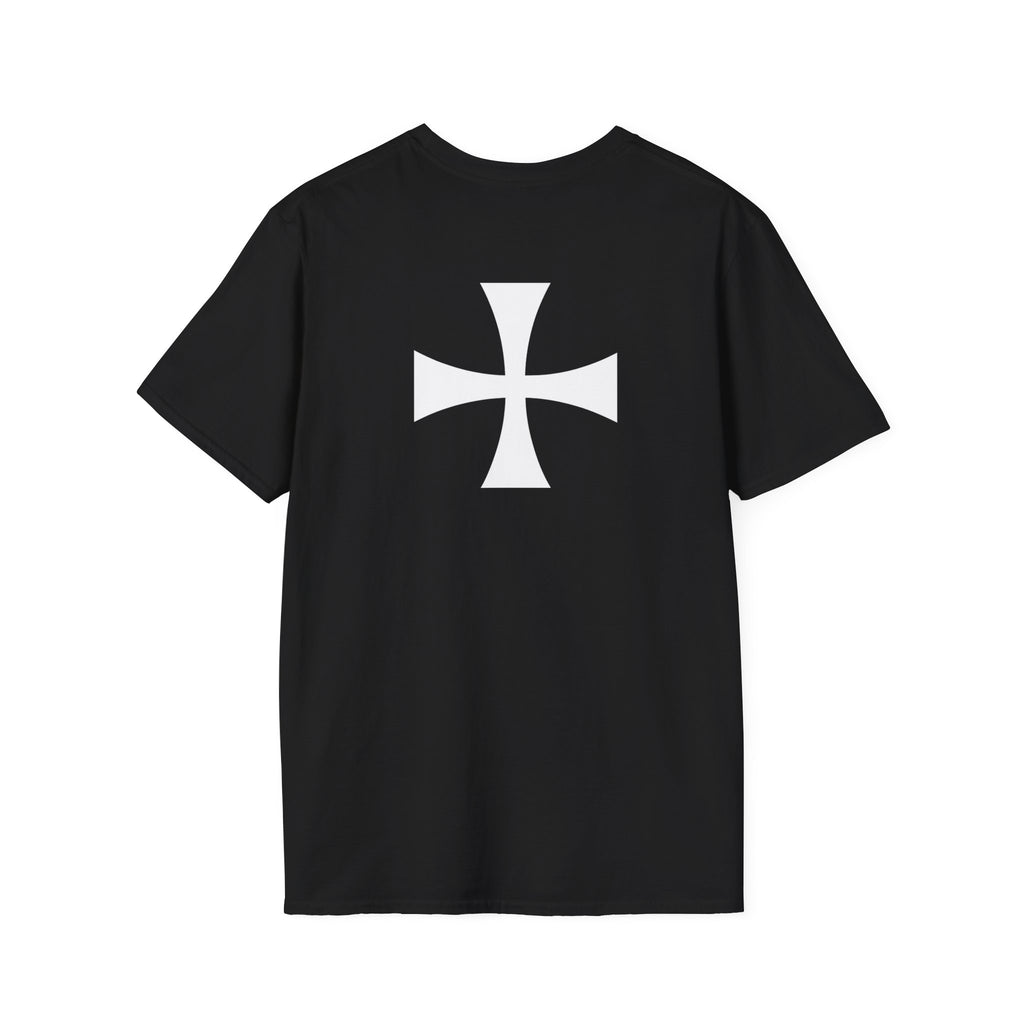 Teutonic Knights Front and Back White Teutonic Cross Graphic Softstyle Cotton Shirt T-Shirt