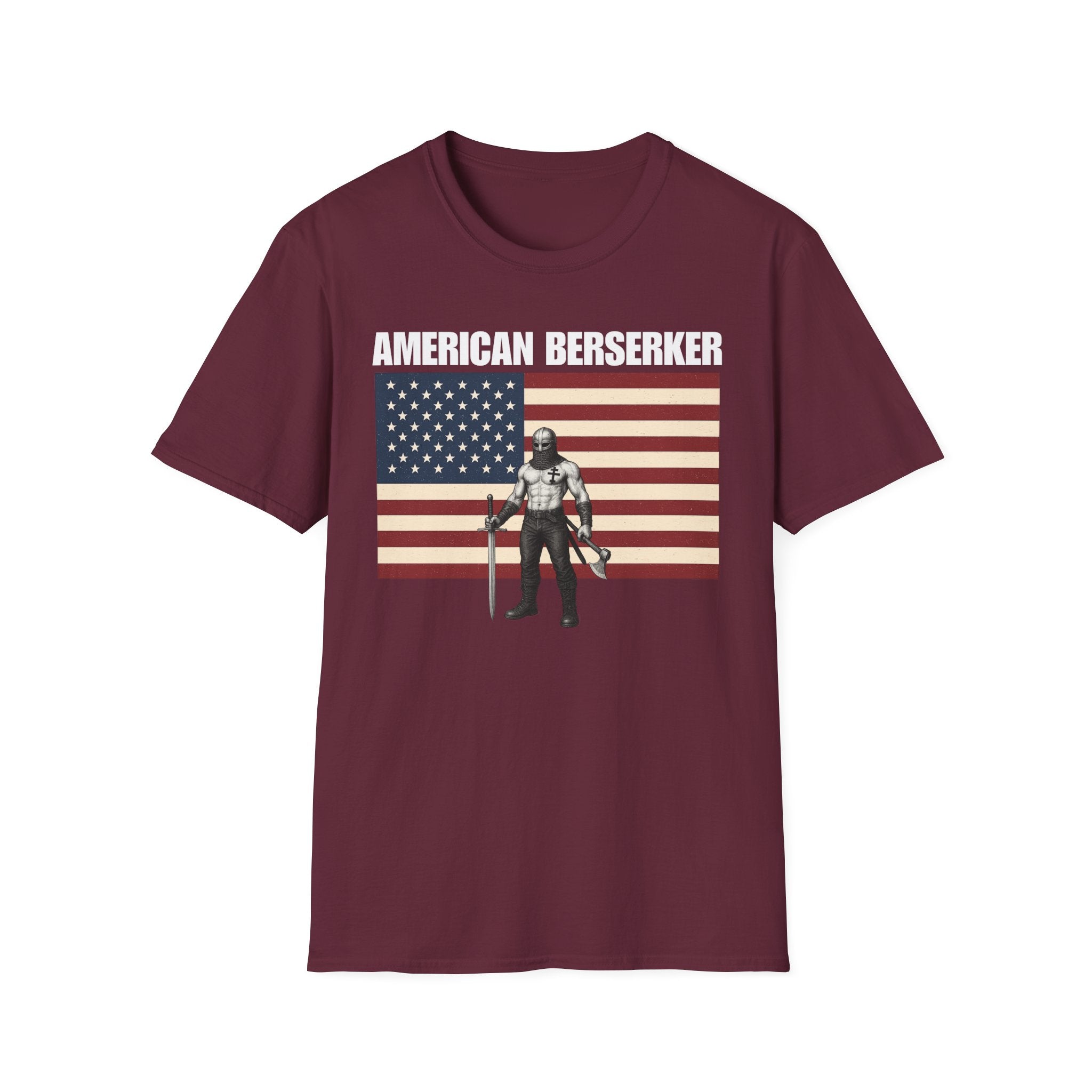 Bold American Berserker Graphic Softstyle Cotton T-Shirt