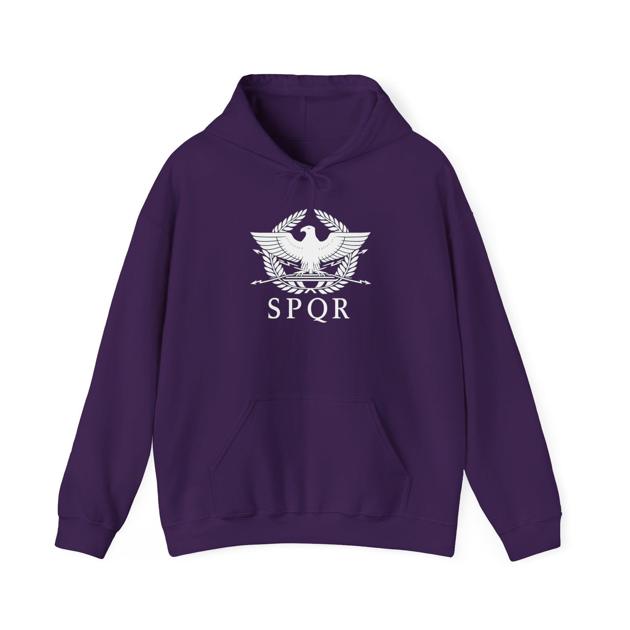 SPQR Roman Eagle White Design Pull Over Hoodie