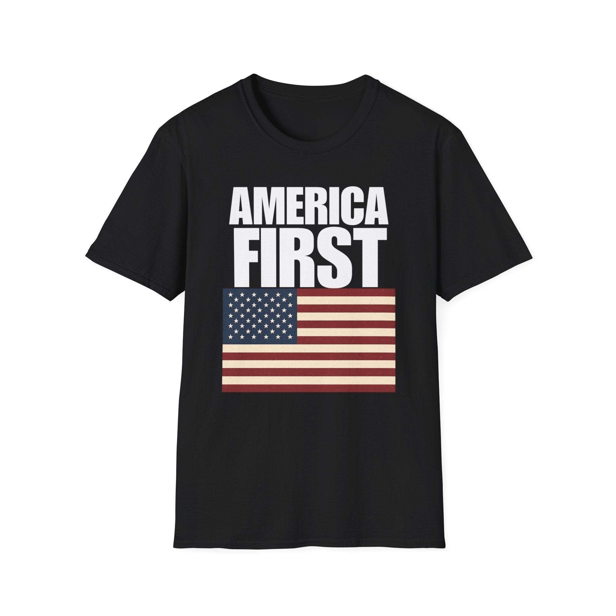 America First American Flag Softstyle Cotton Shirt T-Shirt