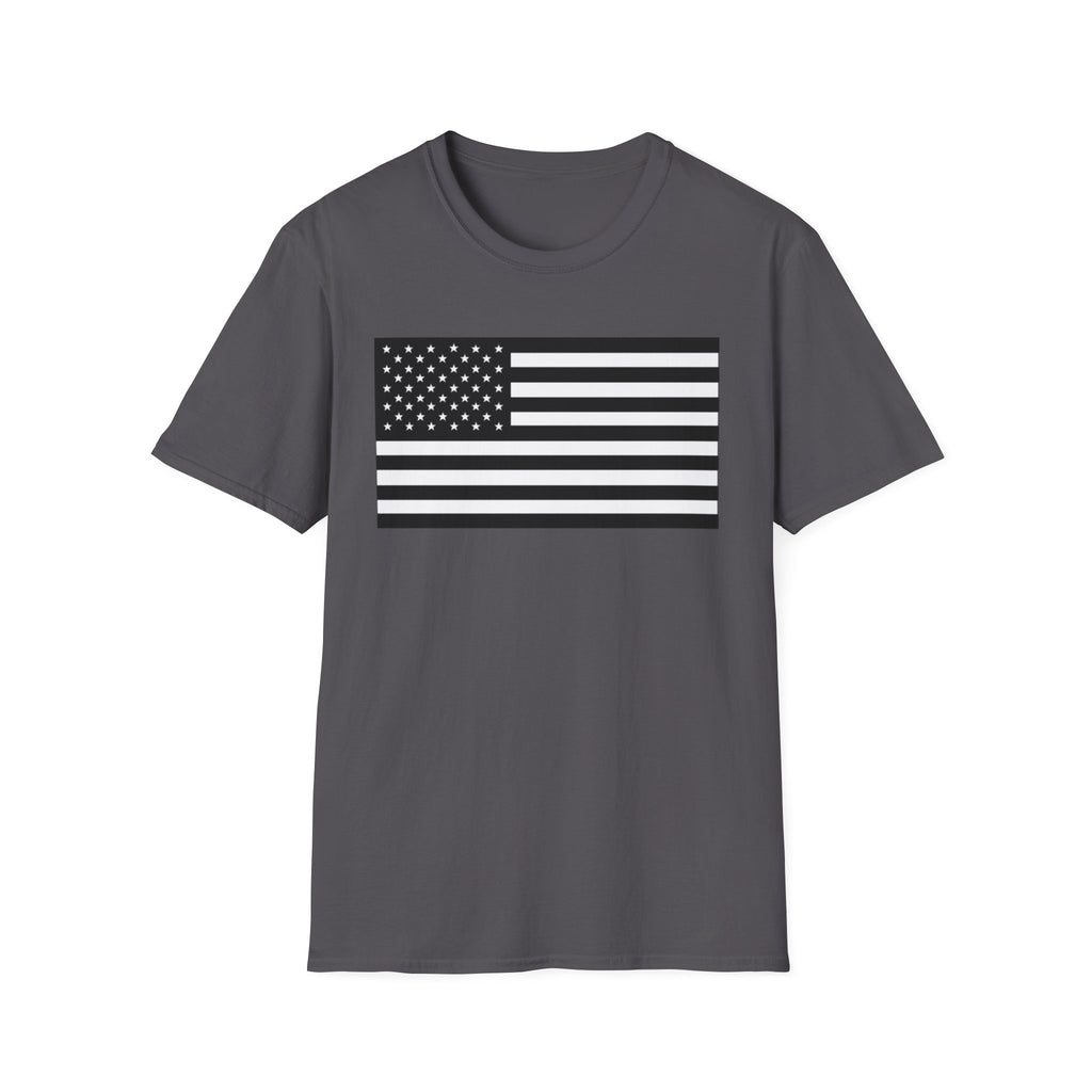 Black and White American Flag Softstyle Cotton Shirt T-Shirt