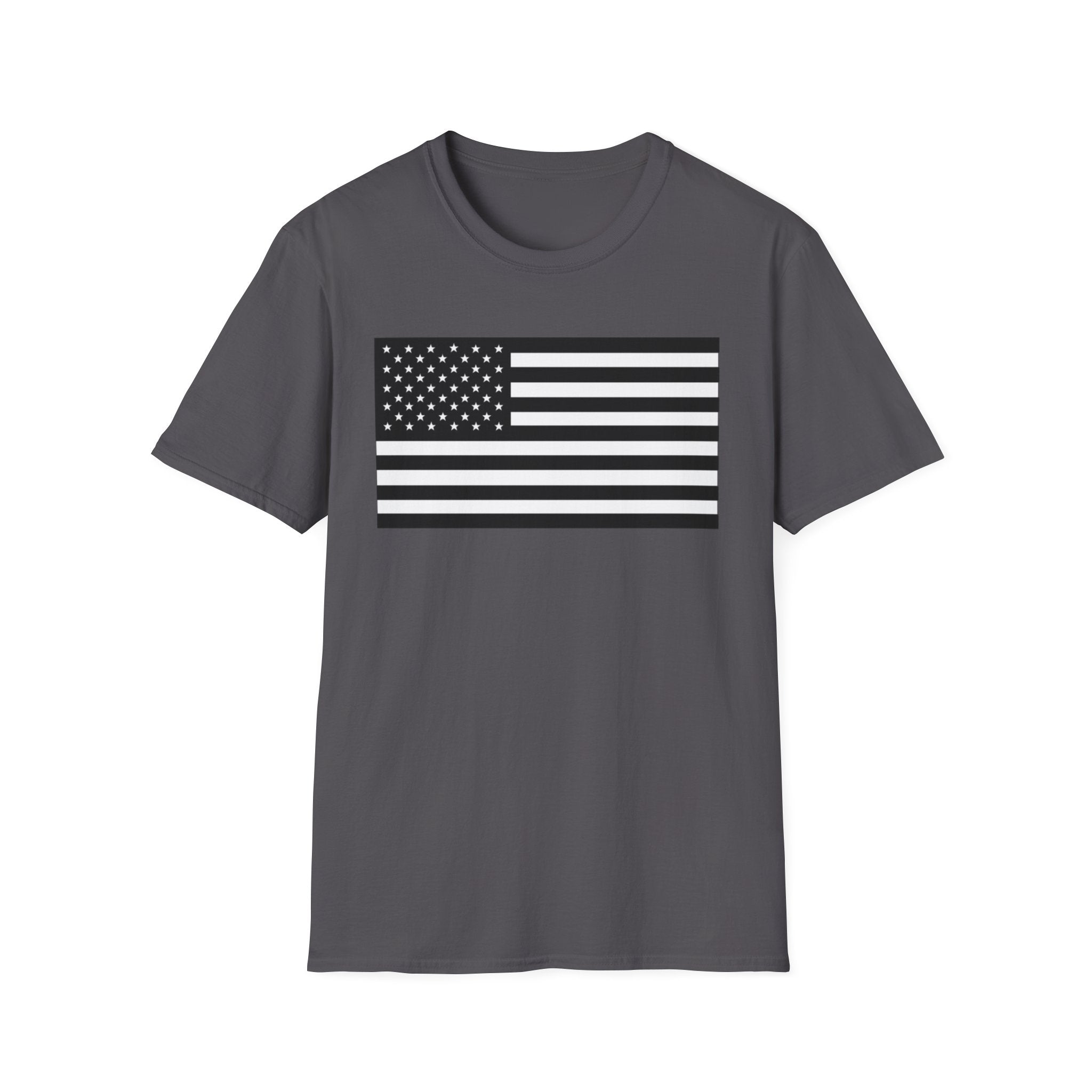 Black and White American Flag Softstyle Cotton Shirt T-Shirt