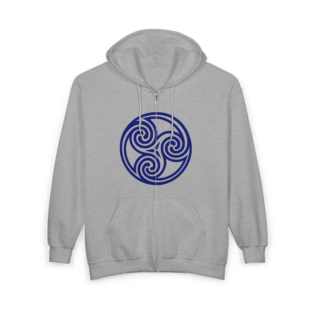 Celtic Spiral Triskele Trinity Symbol Alt Blue Design Full Zip Up Hoodie Sweatshirt
