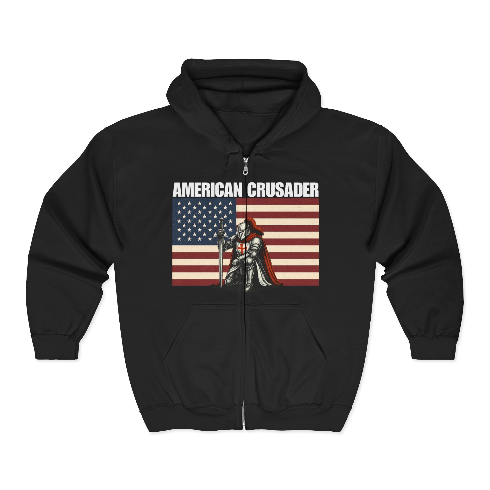 American Crusader Alt Color Design Full Zip Up Hoodie Sweatshirt