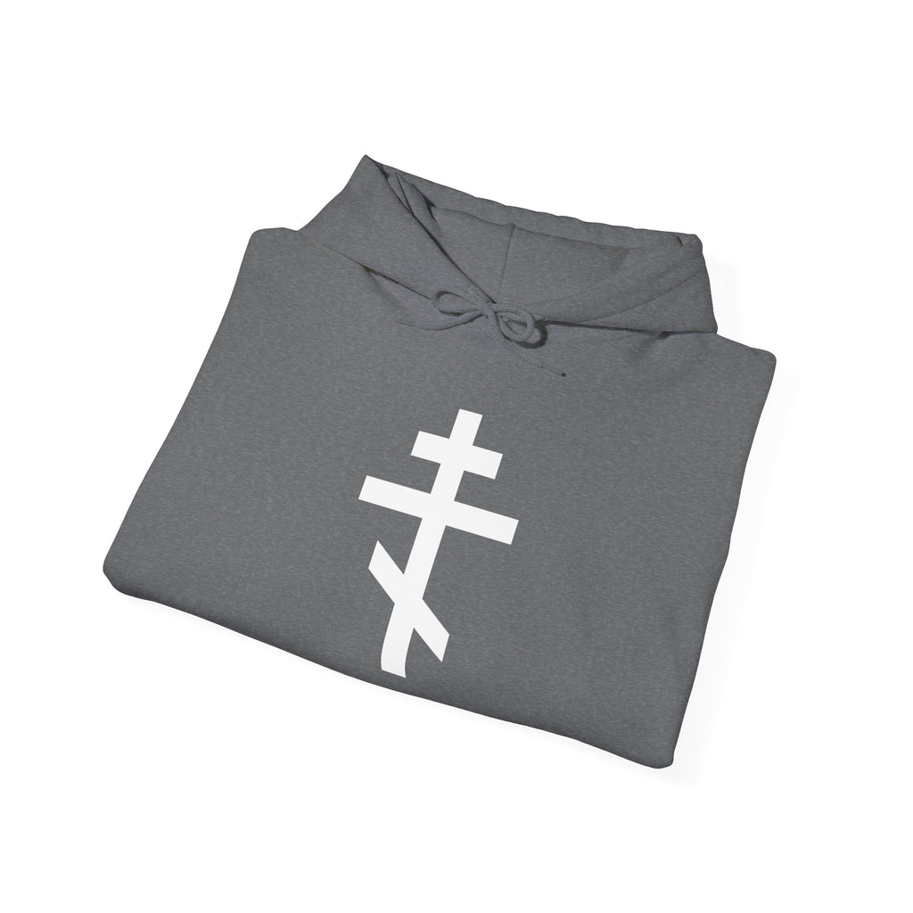 White Crucifix Pull Over Hoodie Sweatshirt
