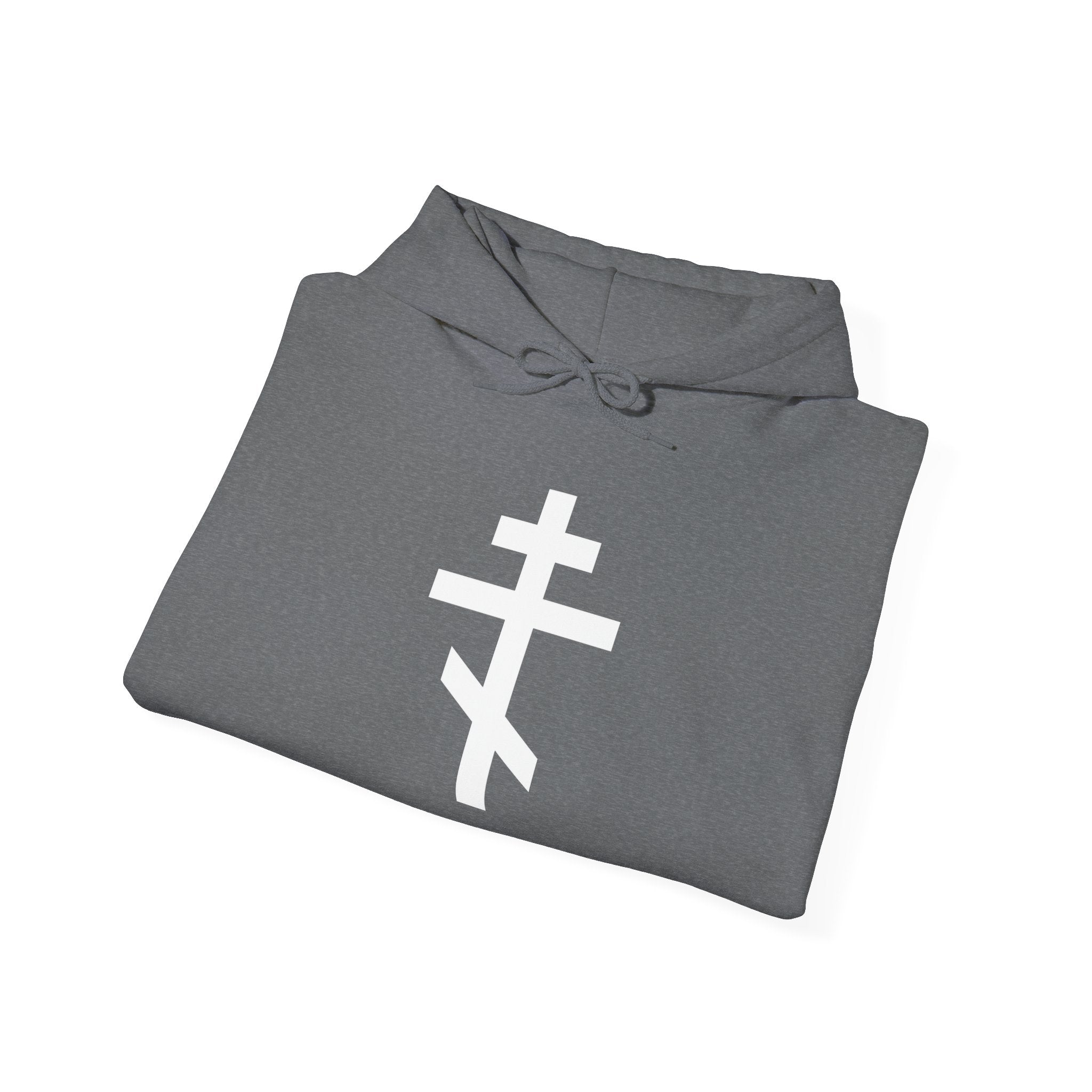 White Crucifix Pull Over Hoodie Sweatshirt