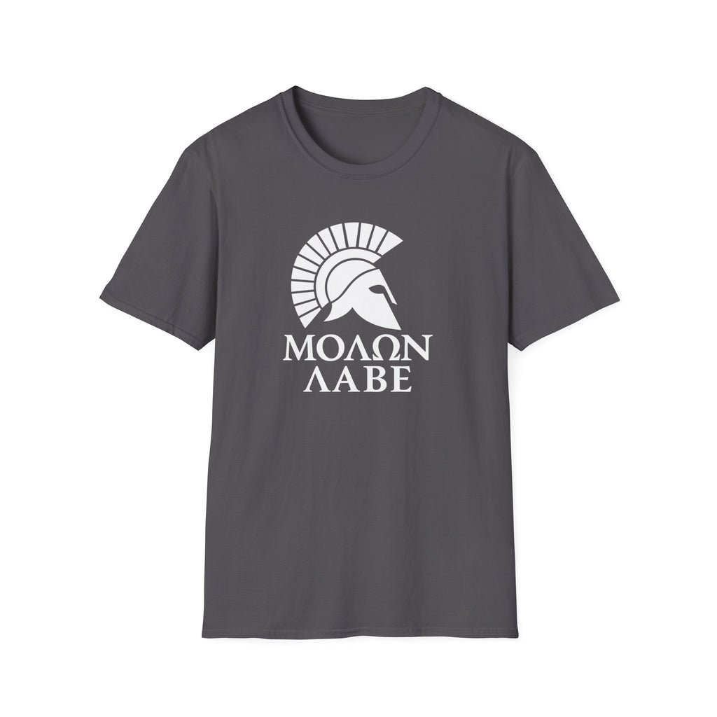 Molon Labe "Come and Take It!" in Greek Large Text White Design Softstyle Cotton T-Shirt