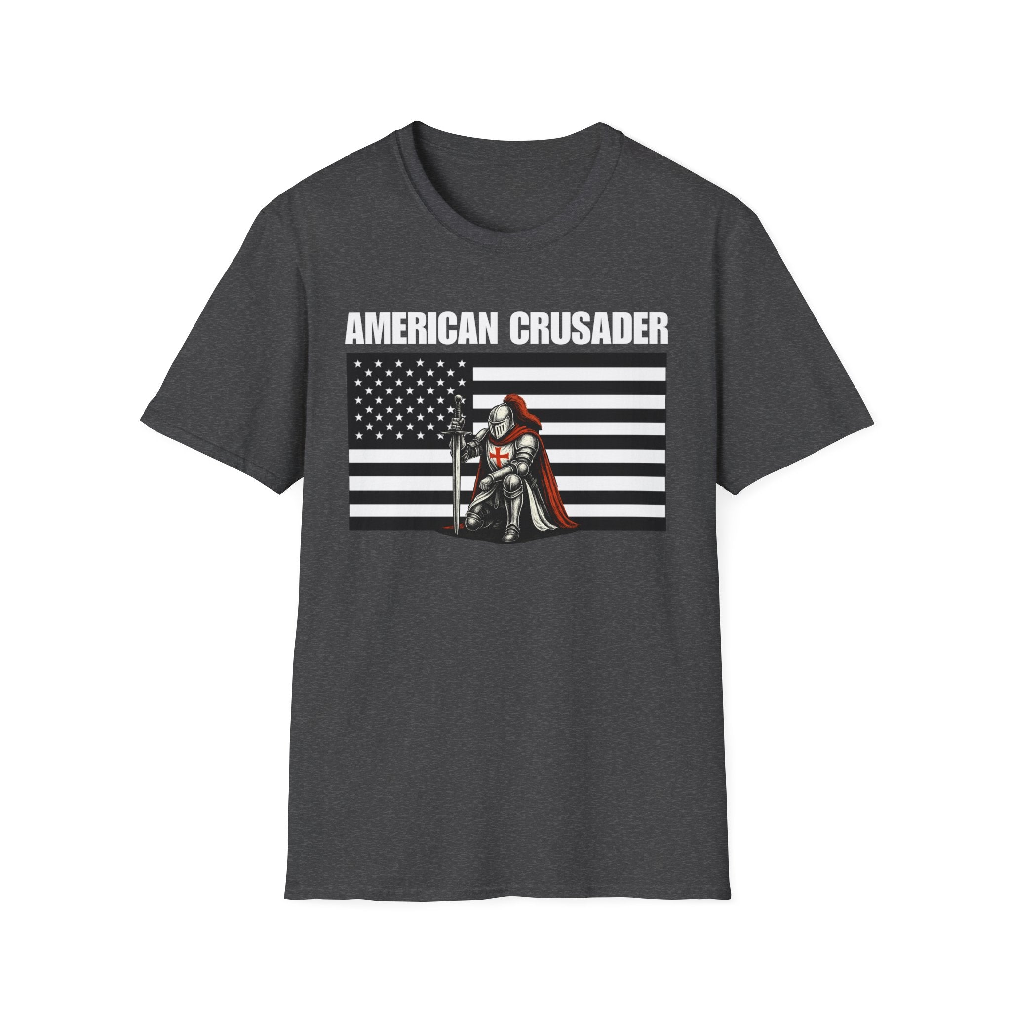 American Crusader Black and White Alt Design Softstyle Cotton Shirt T-Shirt