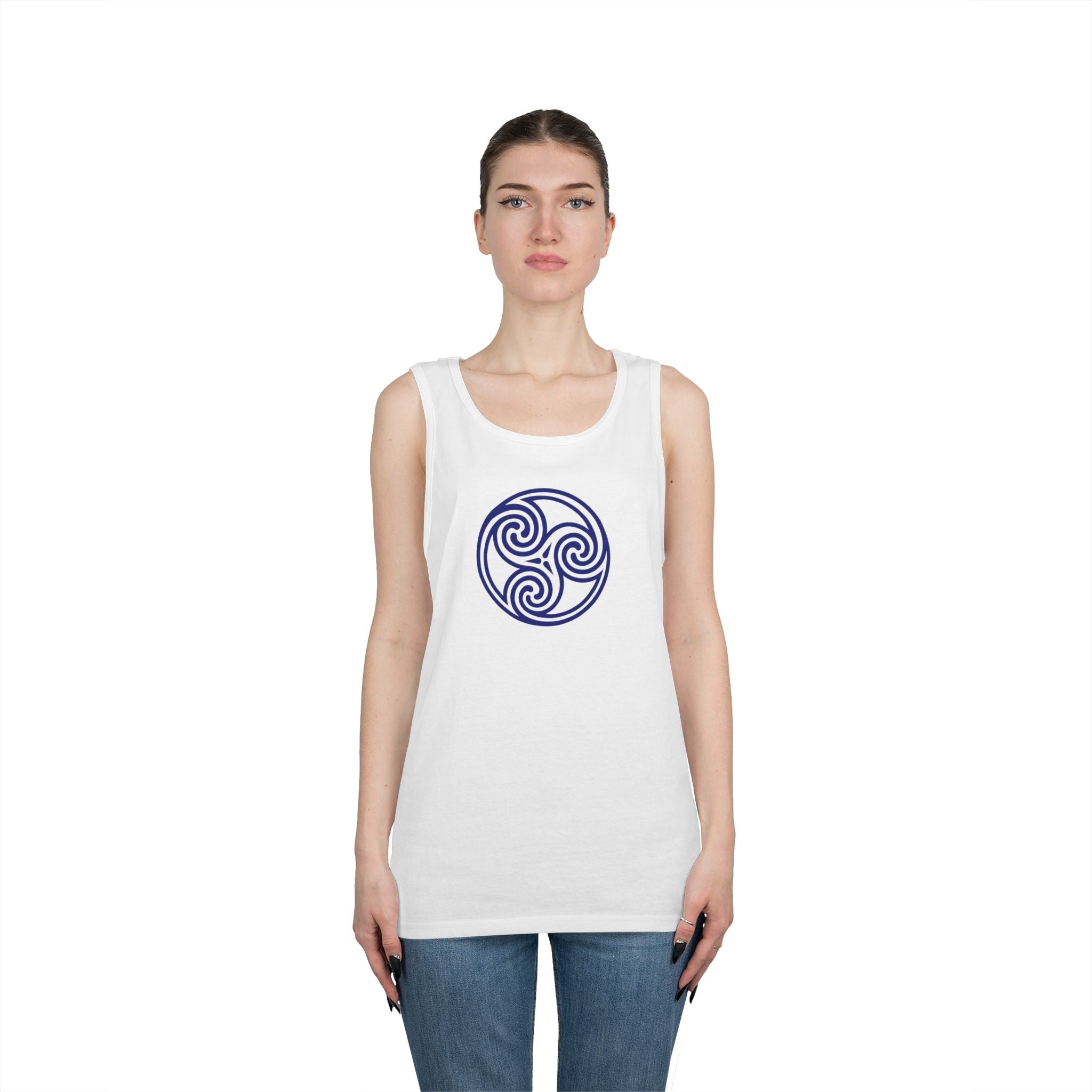 Celtic Spiral Triskele Symbol Blue Unisex Tank Top