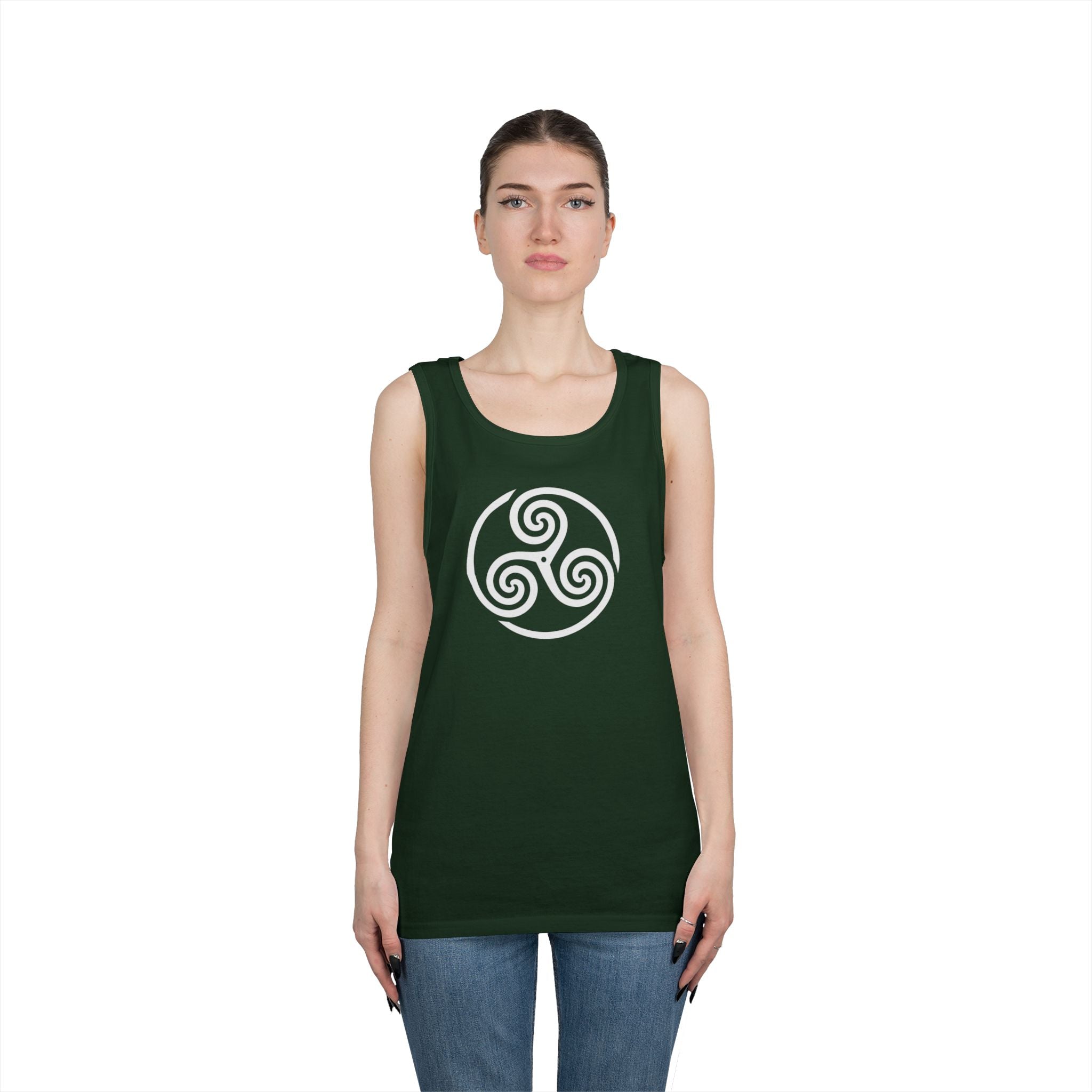 Celtic Spiral Triskele Symbol Alt Design White Unisex Tank Top