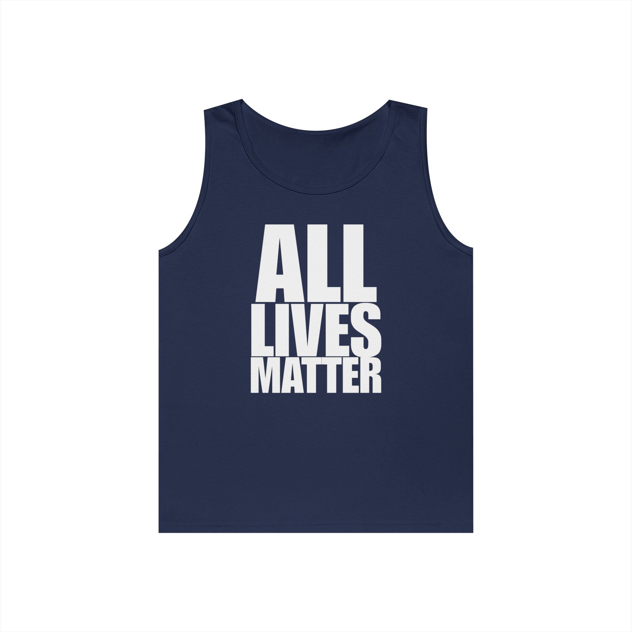 All Lives Matter White Text Heavy Cotton Tank Top