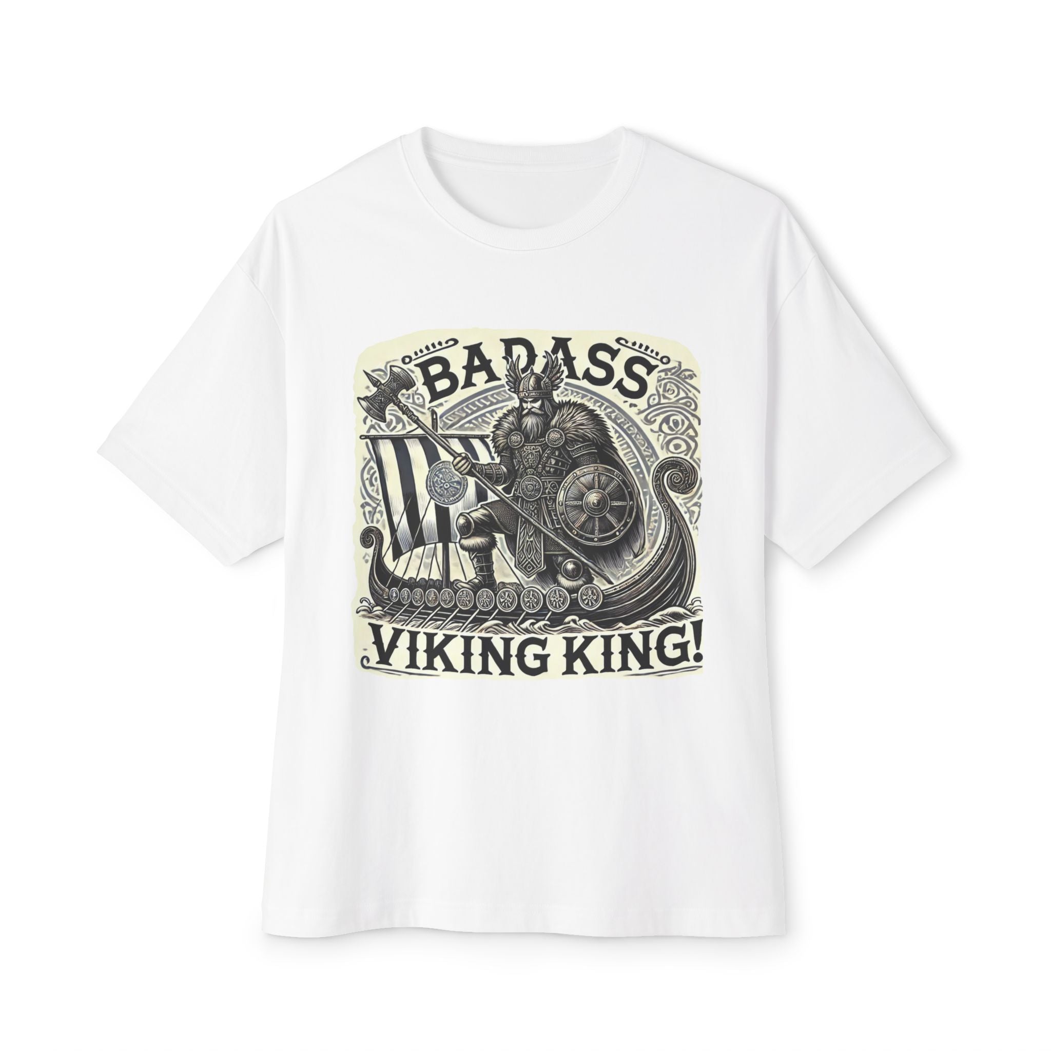Badass Viking King Unisex Oversized Tee, Viking Shirt, Graphic Tee, Casual Wear, Gift for Him/Her/Teens, Norse Inspired Apparel