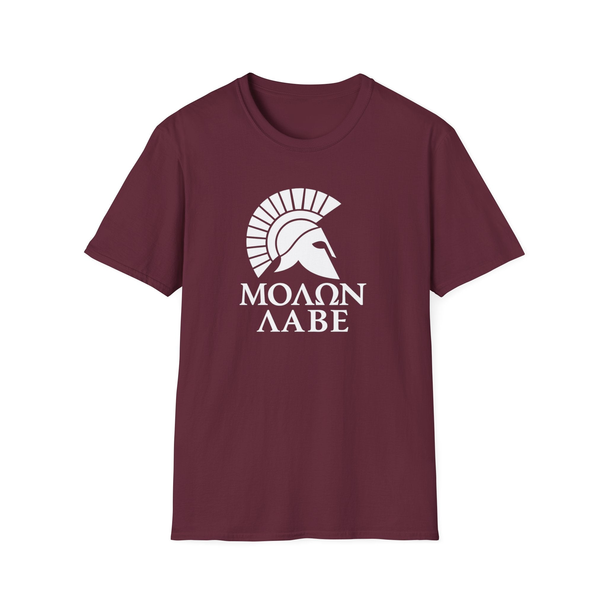 Molon Labe "Come and Take It!" in Greek Large Text White Design Softstyle Cotton T-Shirt