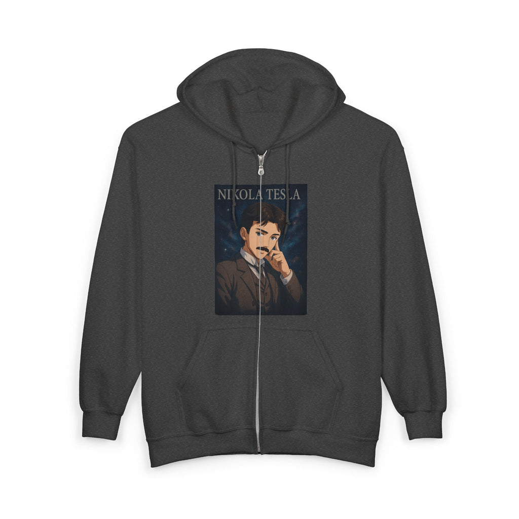 Nikola Tesla Unisex Zip-Up Hooded Sweatshirt, Nikola Tesla Hoodie