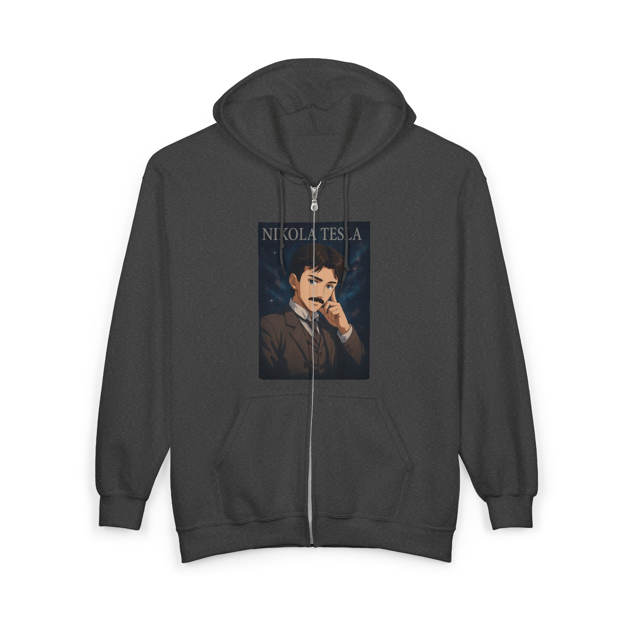 Nikola Tesla Unisex Zip-Up Hooded Sweatshirt, Nikola Tesla Hoodie