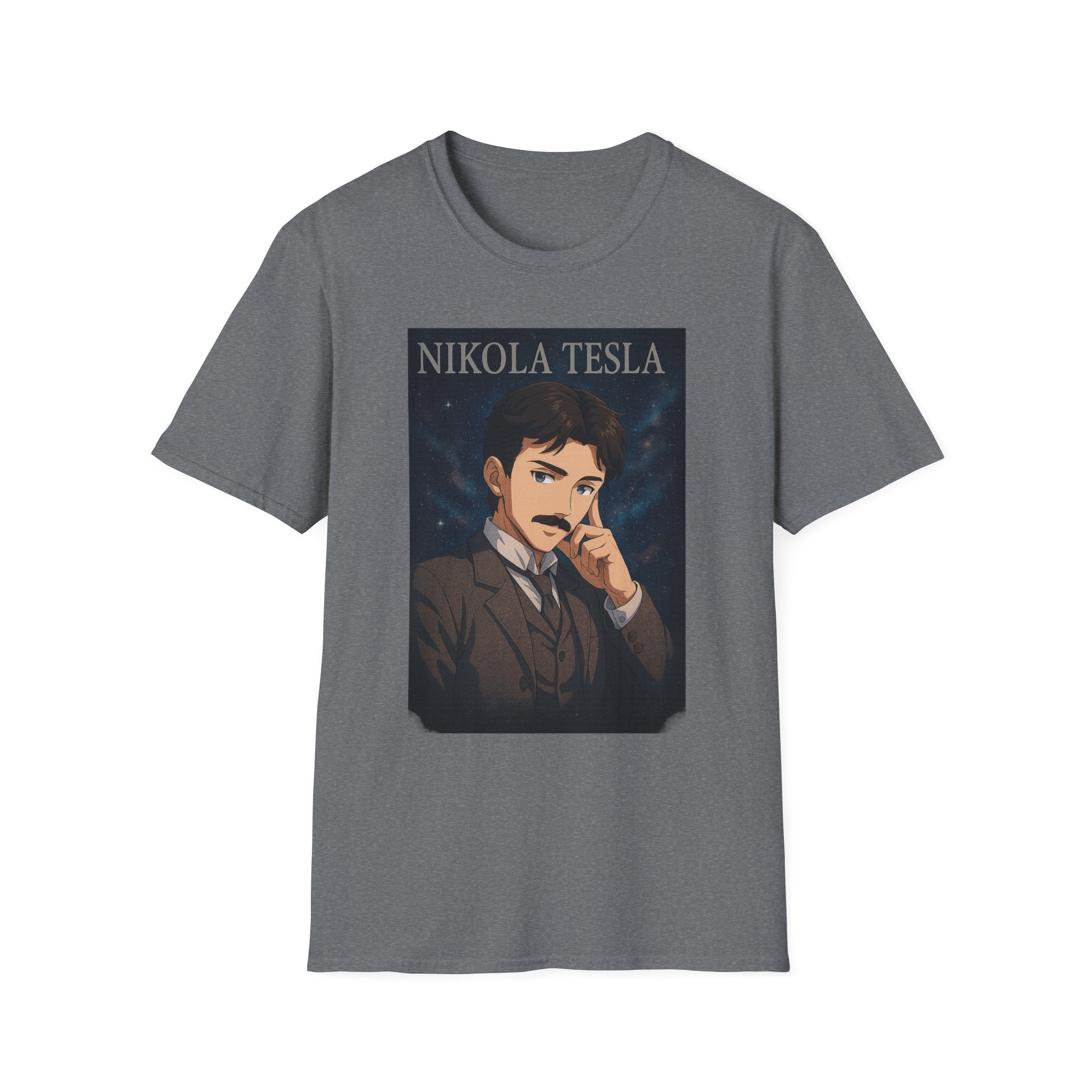 Nikola Tesla Historic Figure Graphic T-Shirt | Unisex Softstyle Tee, Science Gift, Nerd Apparel, Inspirational Clothing, Vintage Style Shirt