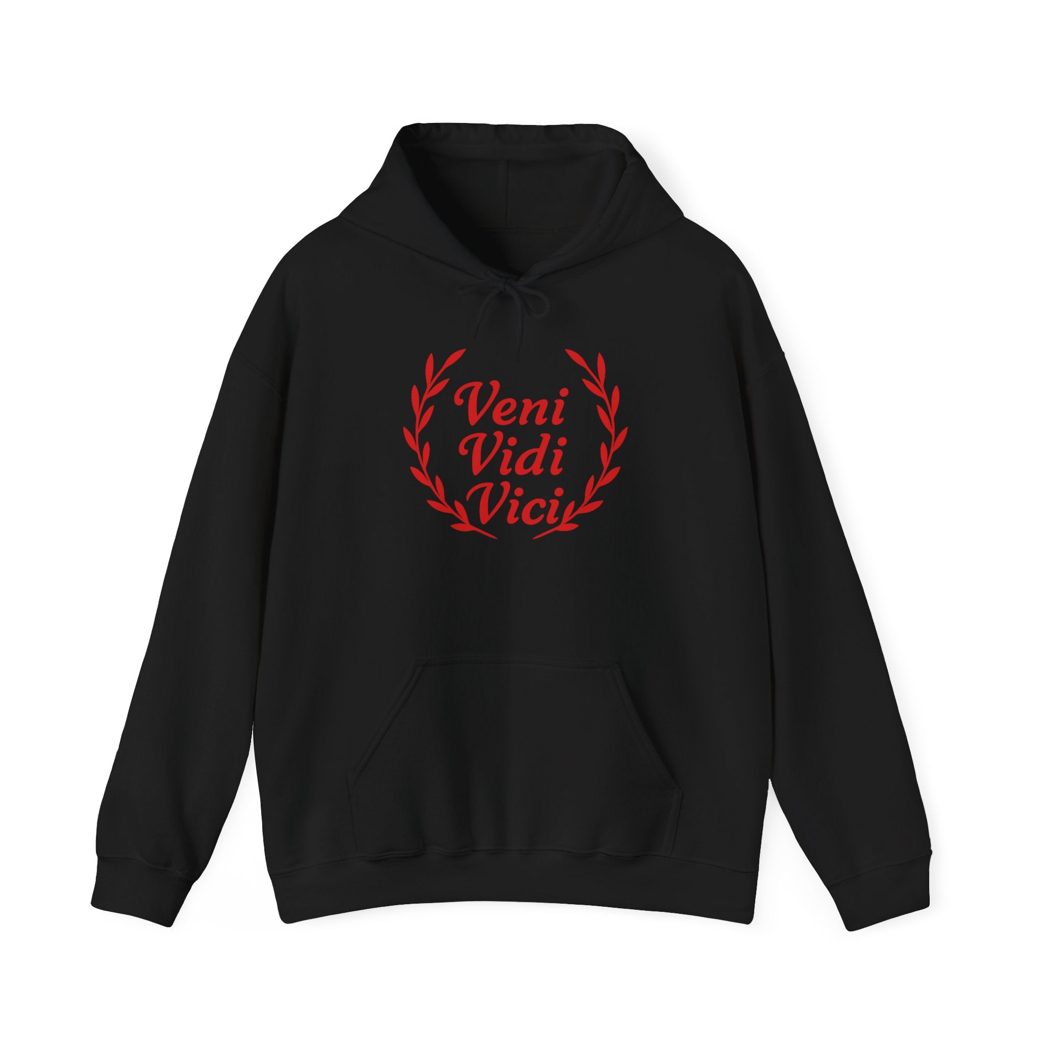 Veni Vidi Vici "I Came, I saw, I Conquered" Red Graphic Pull Over Hoodie Sweatshirt
