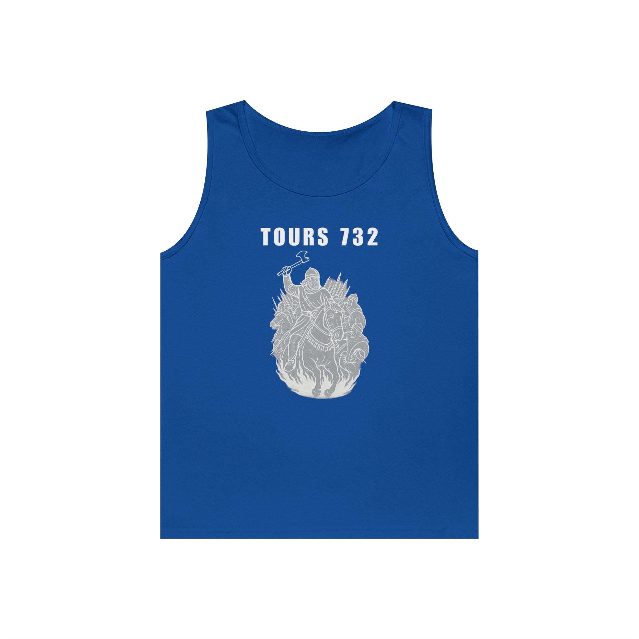 Tours 732 Charles "The Hammer" Martel "TOURS 732" Text Graphic Heavy Cotton Tank Top