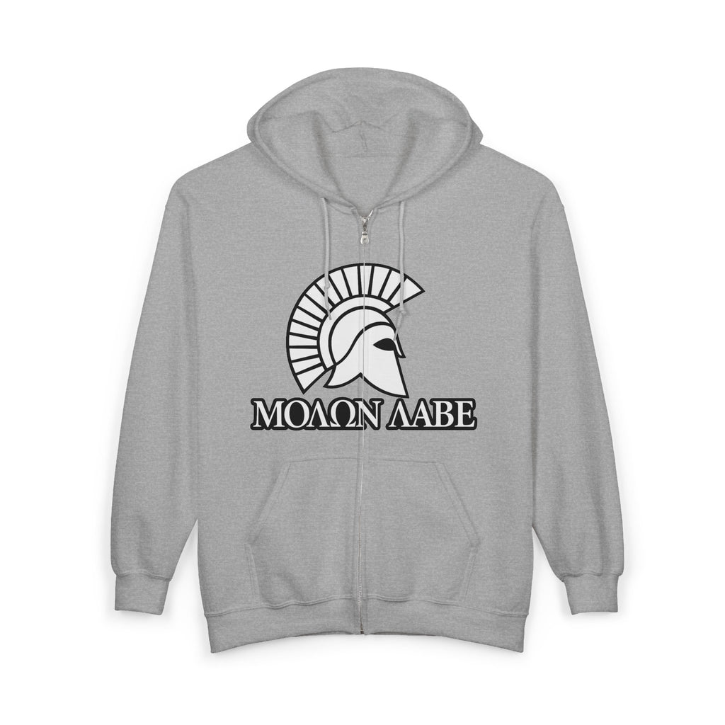 Molon Labe "Come and Take It!" in Greek White Design Zip Up Hoodie Sweatshirt