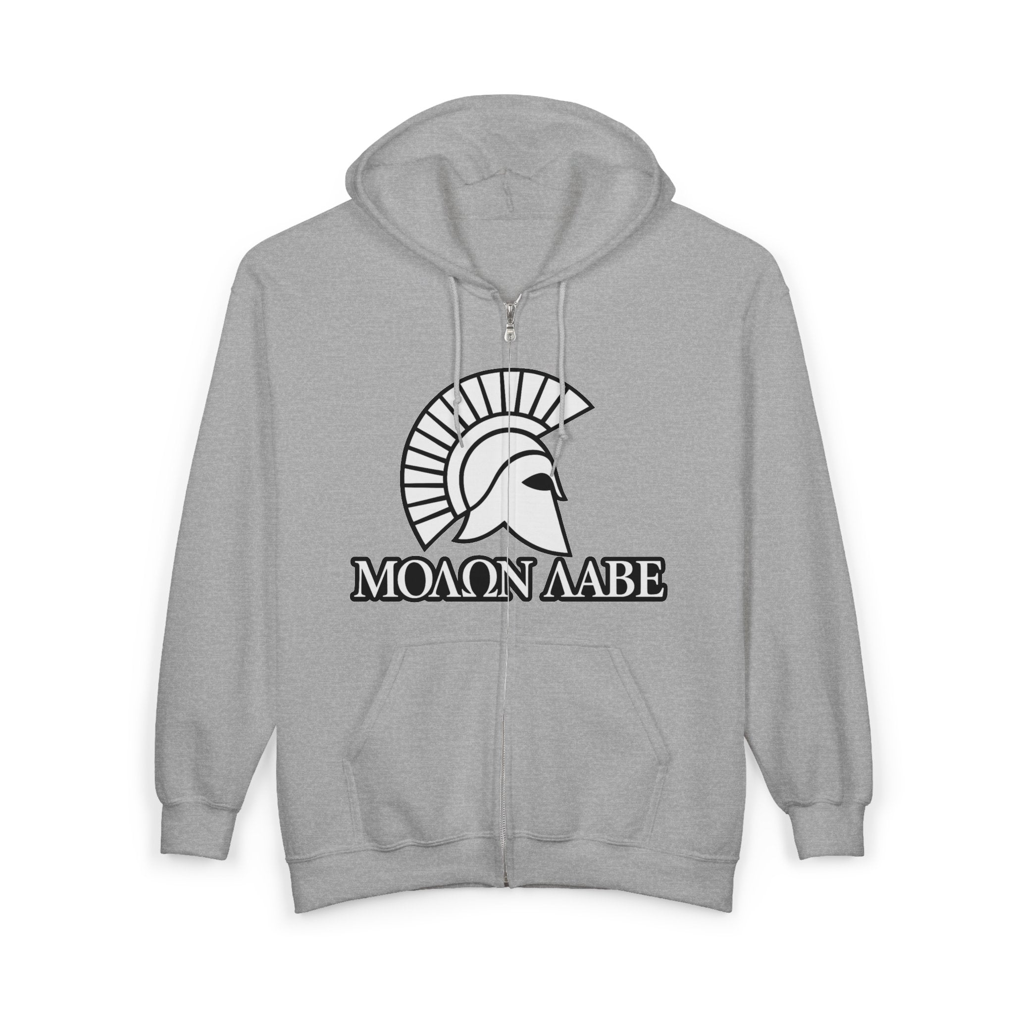 Molon Labe "Come and Take It!" in Greek White Design Zip Up Hoodie Sweatshirt