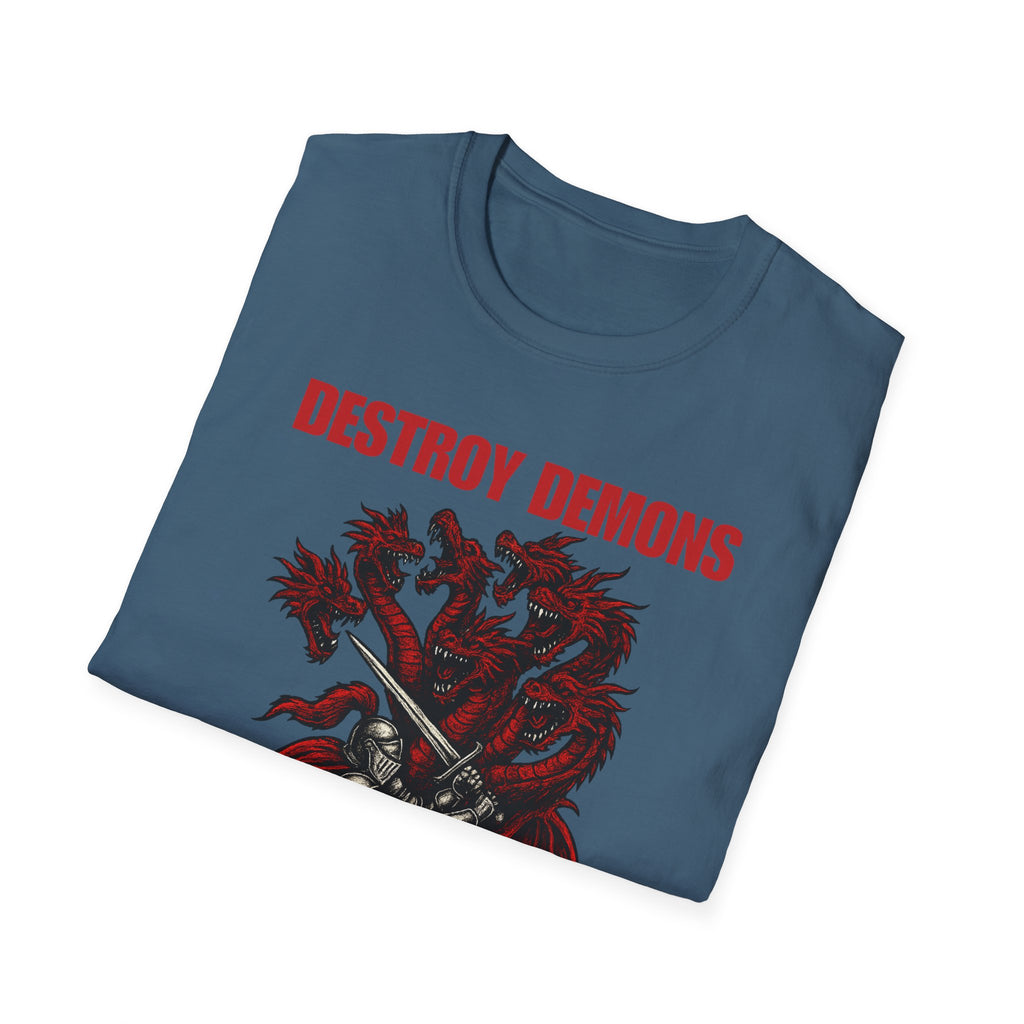 Destroy Demons Crusader Knight vs Dragon  Softstyle T-Shirt