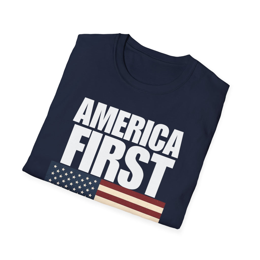 America First American Flag Softstyle Cotton Shirt T-Shirt