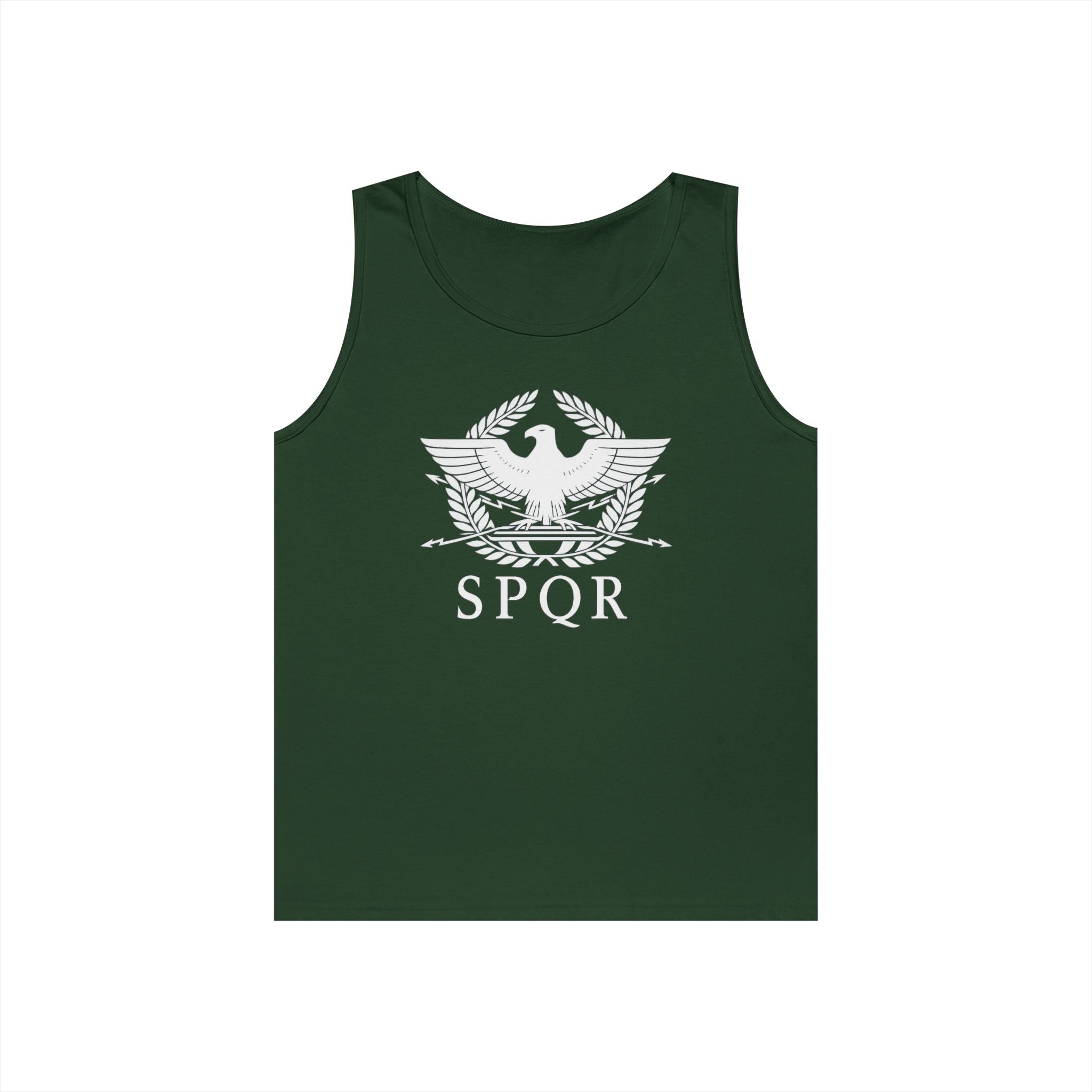 SPQR Roman Eagle White Design Heavy Cotton Tank Top