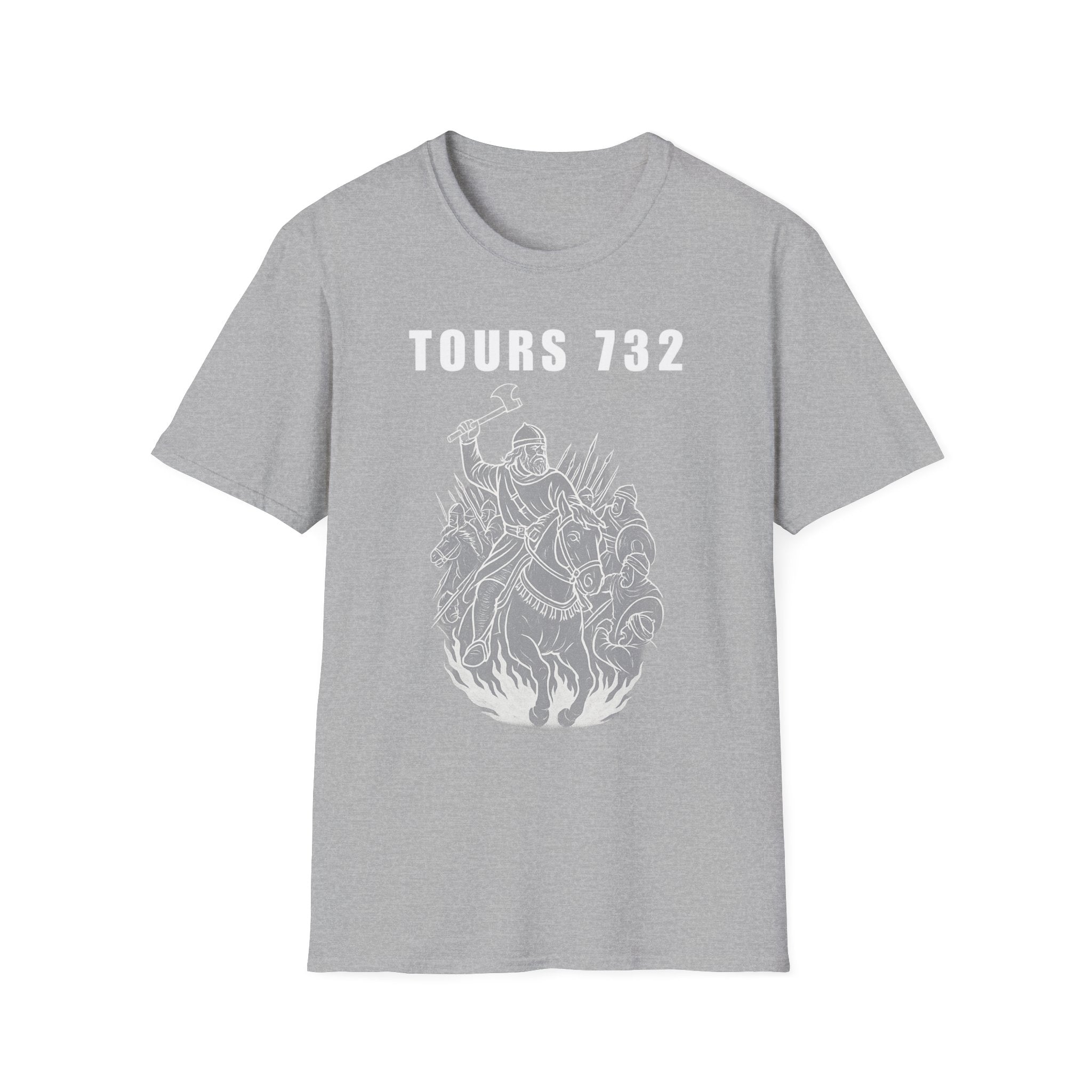 Tours 732 Charles "The Hammer" Martel "TOURS 732" Text Graphic Unisex Softstyle T-Shirt