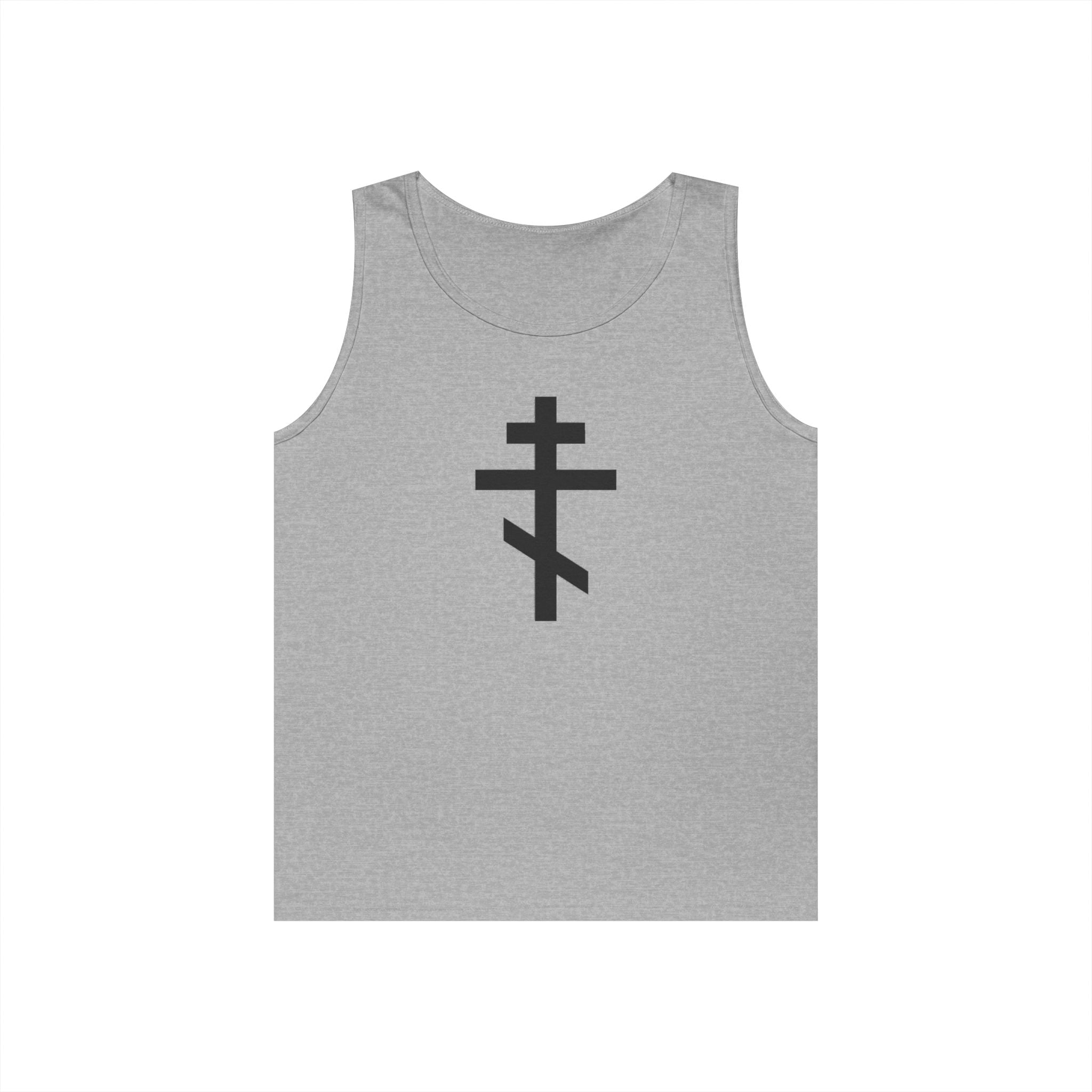 Crucifix Black Unisex Heavy Cotton Tank Top with Cross Design